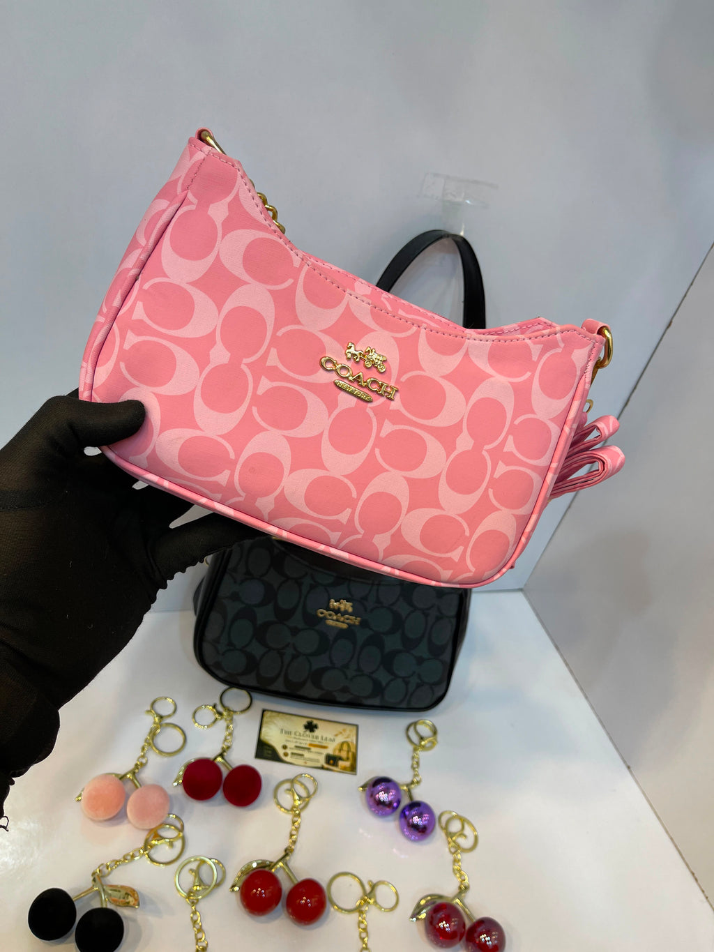 Coach Terry Shoulder Bag With Random Cherry Keychain
