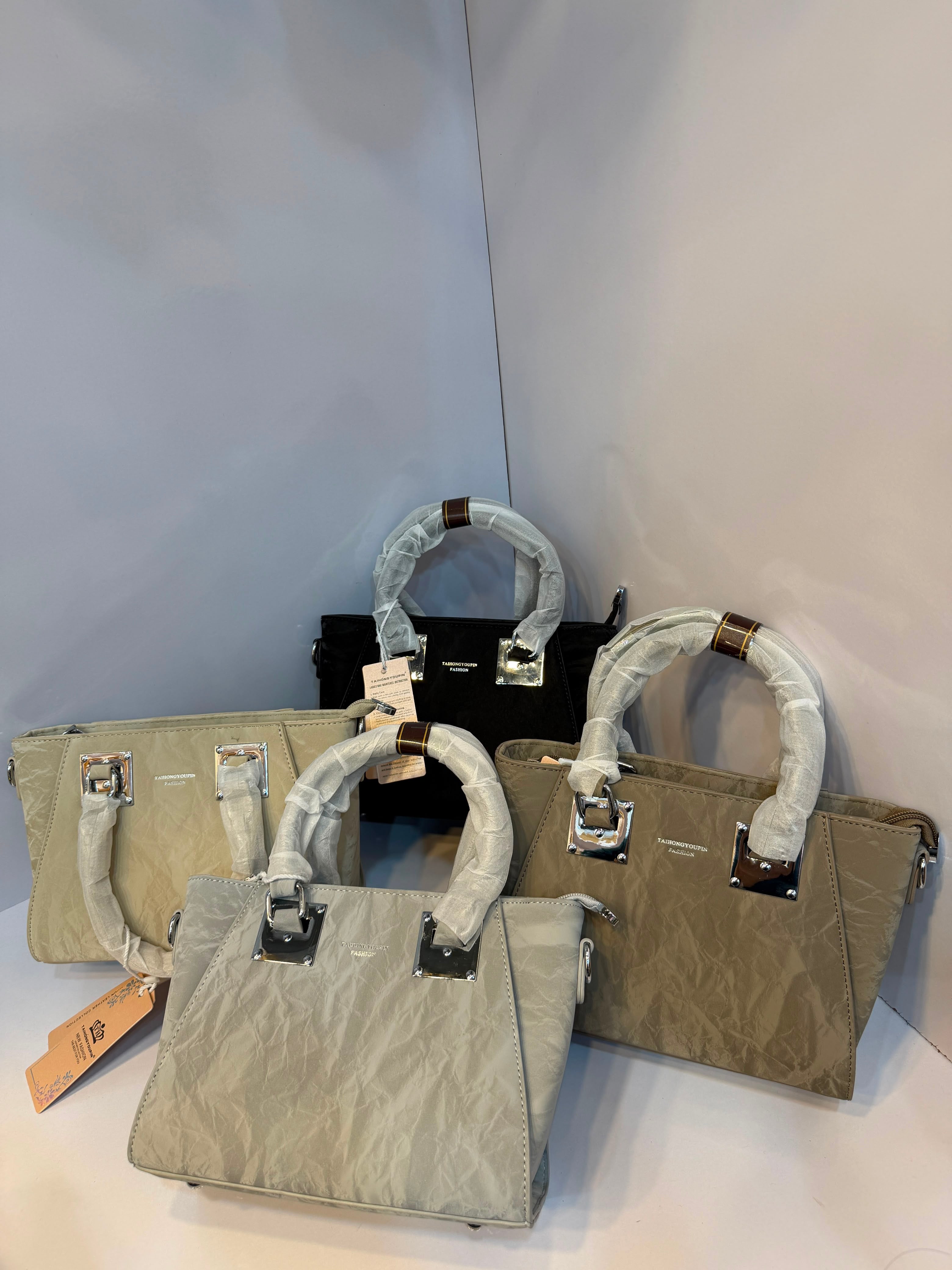 Imported Crinkled Leather Handbag