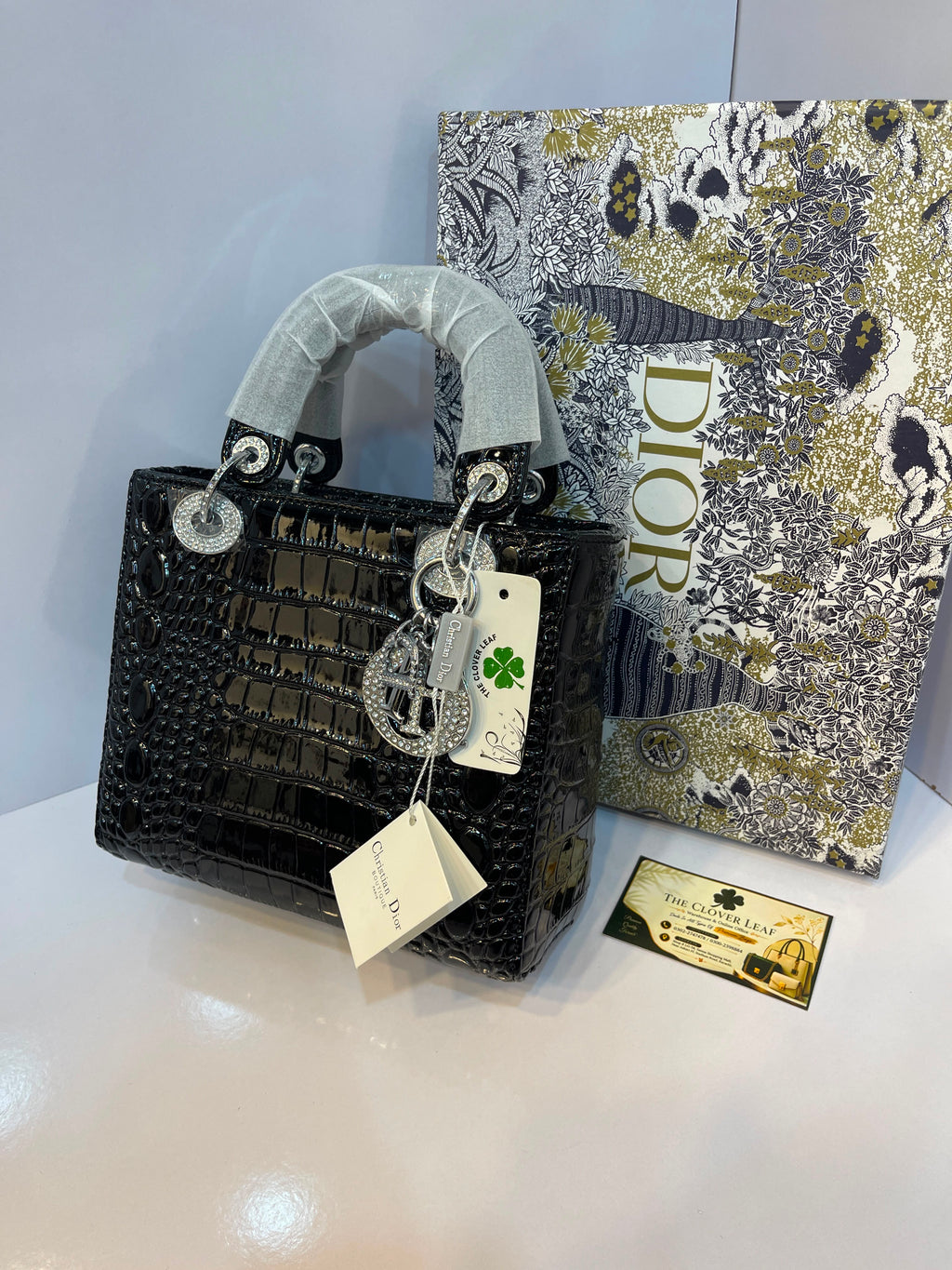 Lady Dior Croc Handbag - Medium Size