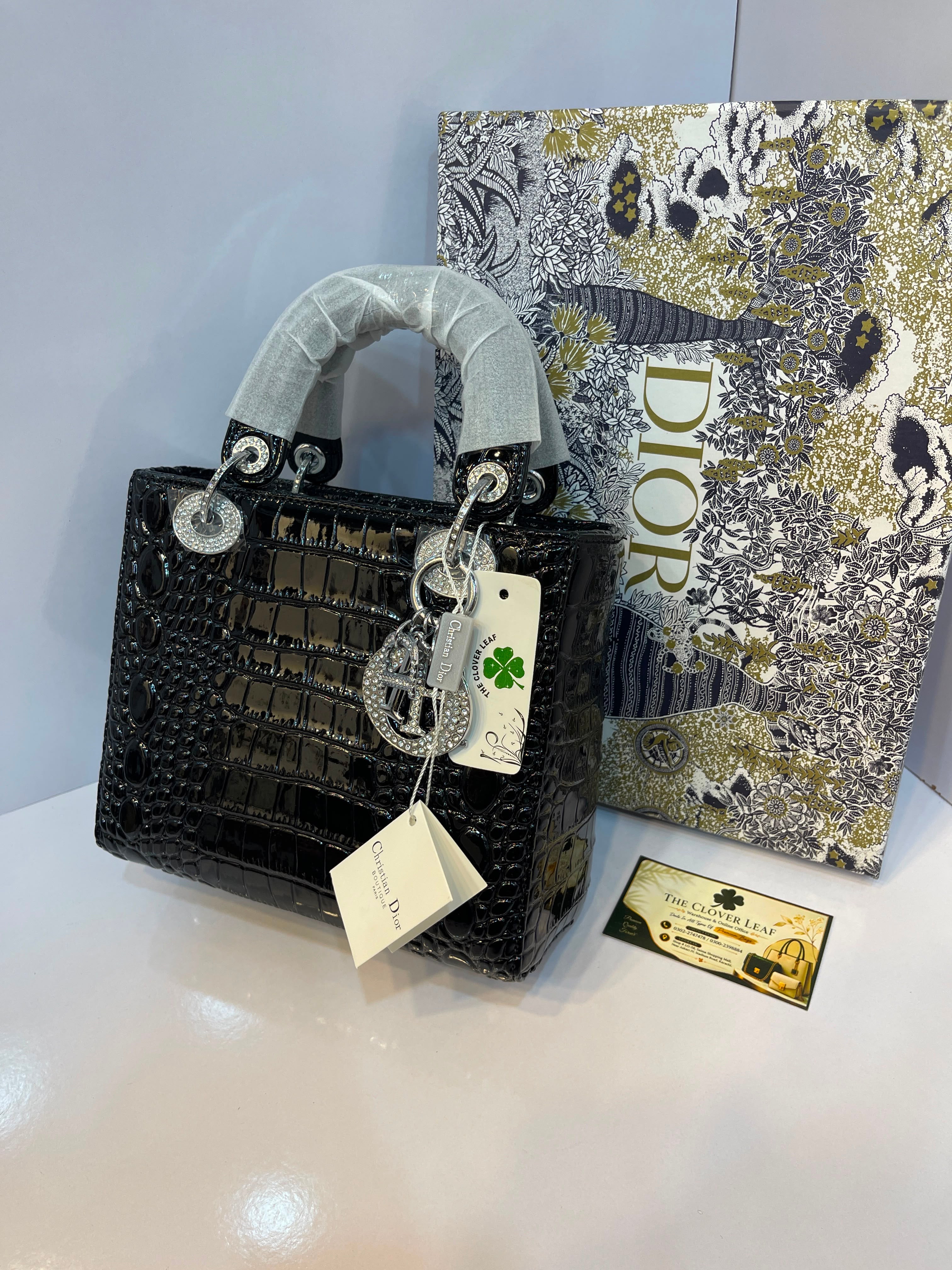 Lady Dior Croc Handbag - Medium Size