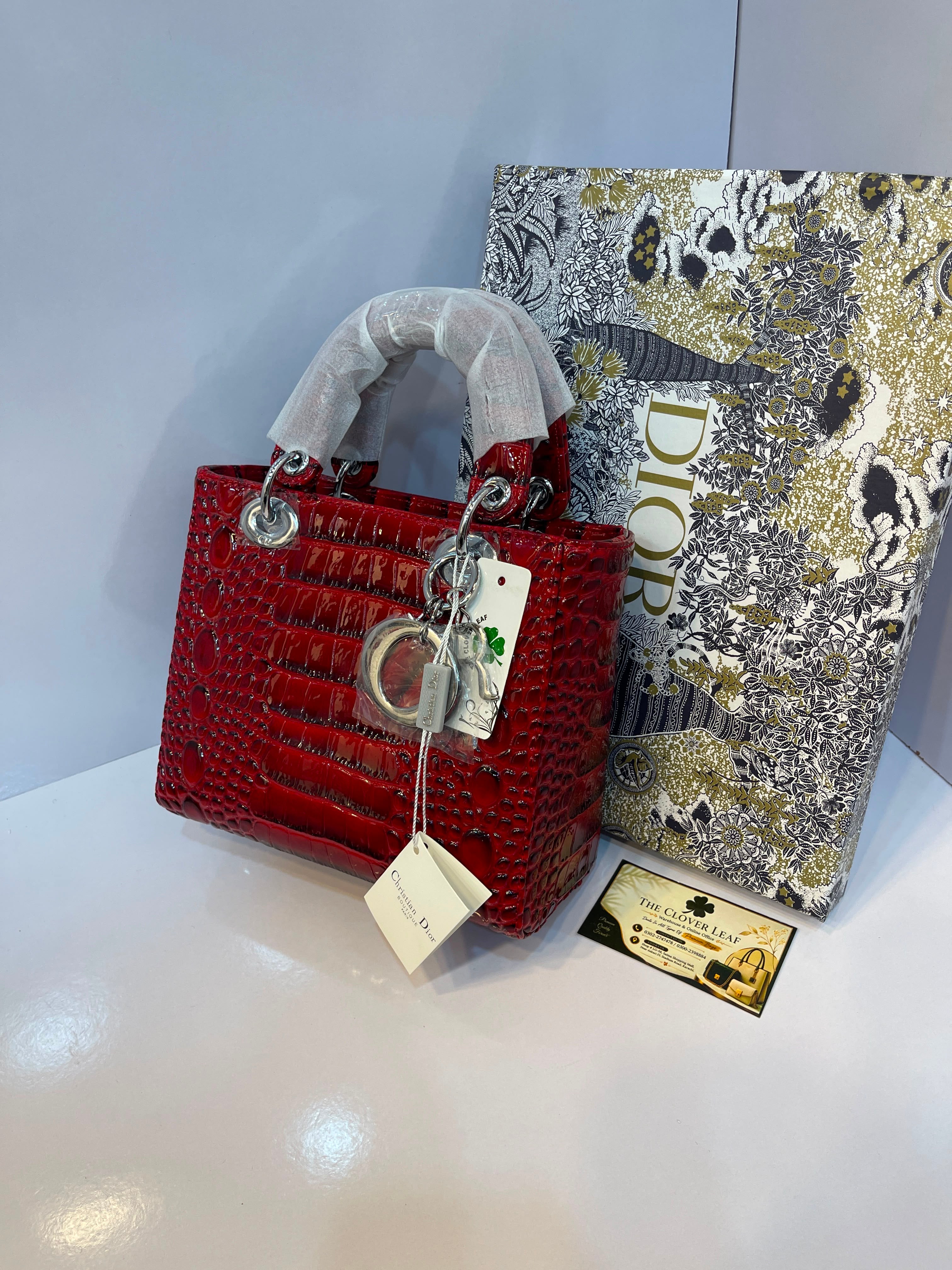 Lady Dior Croc Handbag - Medium Size