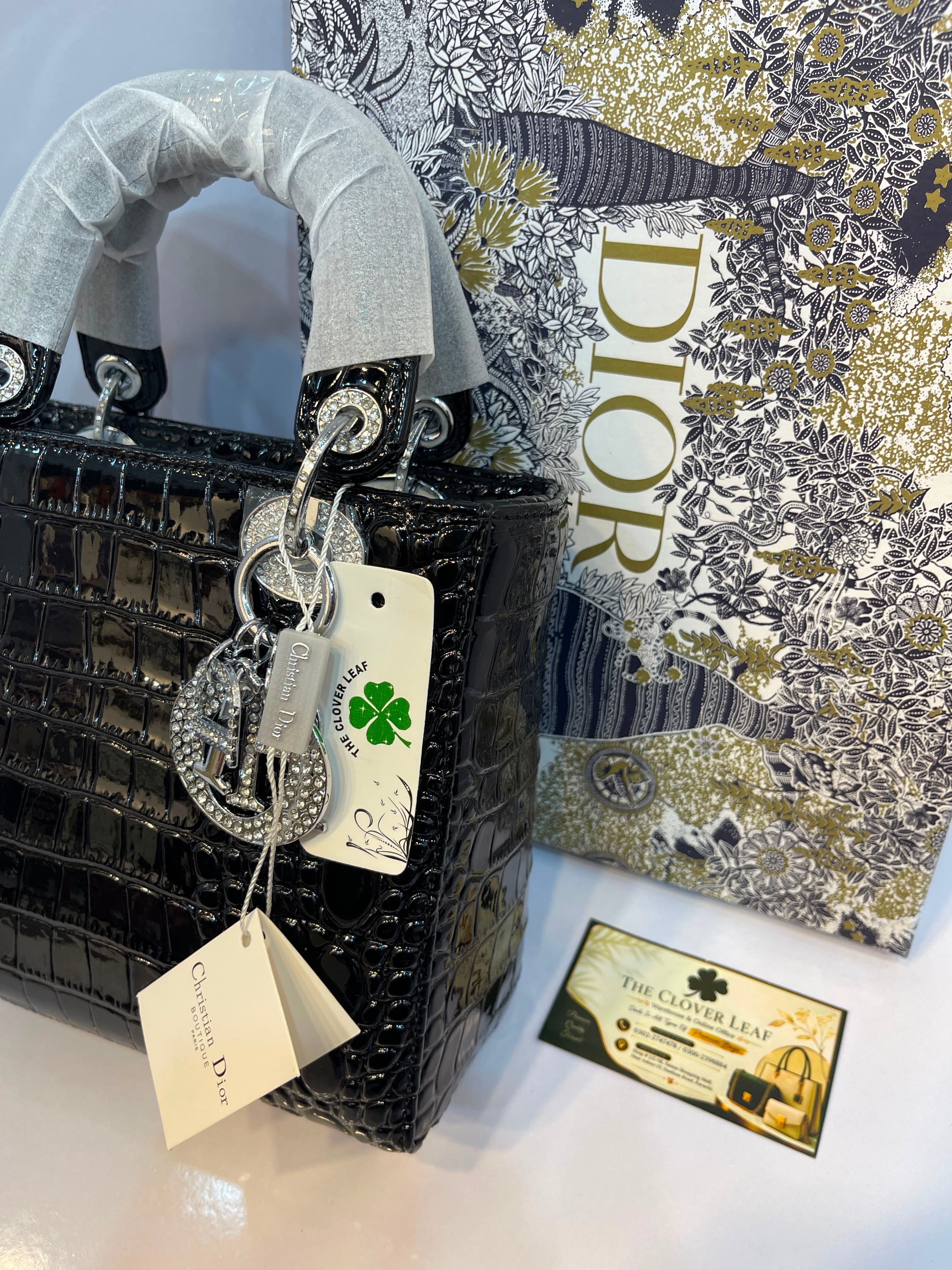 Lady Dior Croc Handbag - Medium Size