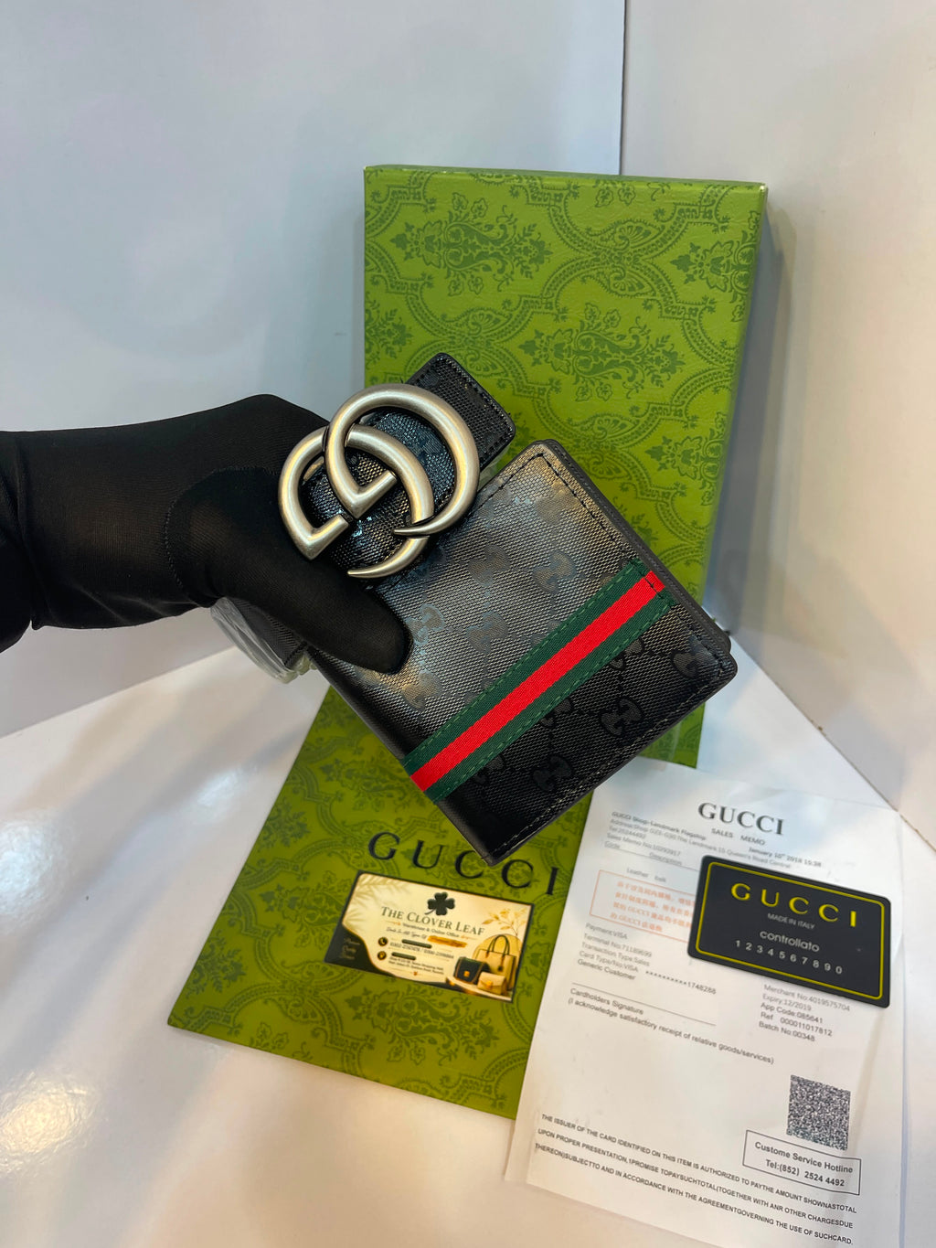 Gucci Stripe Wallet & Belt Combo - Master Copy