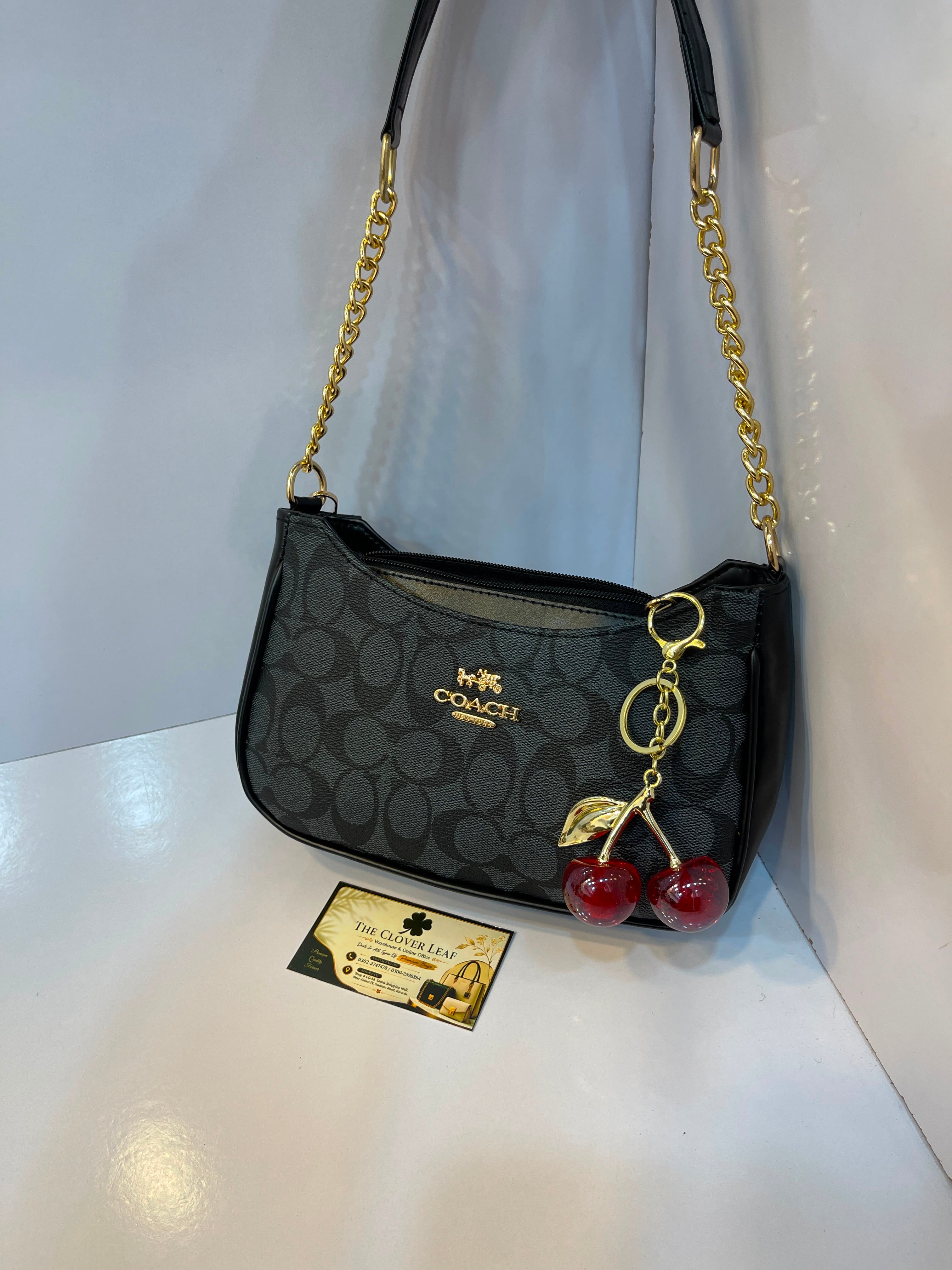 Coach Terry Shoulder Bag With Random Cherry Keychain
