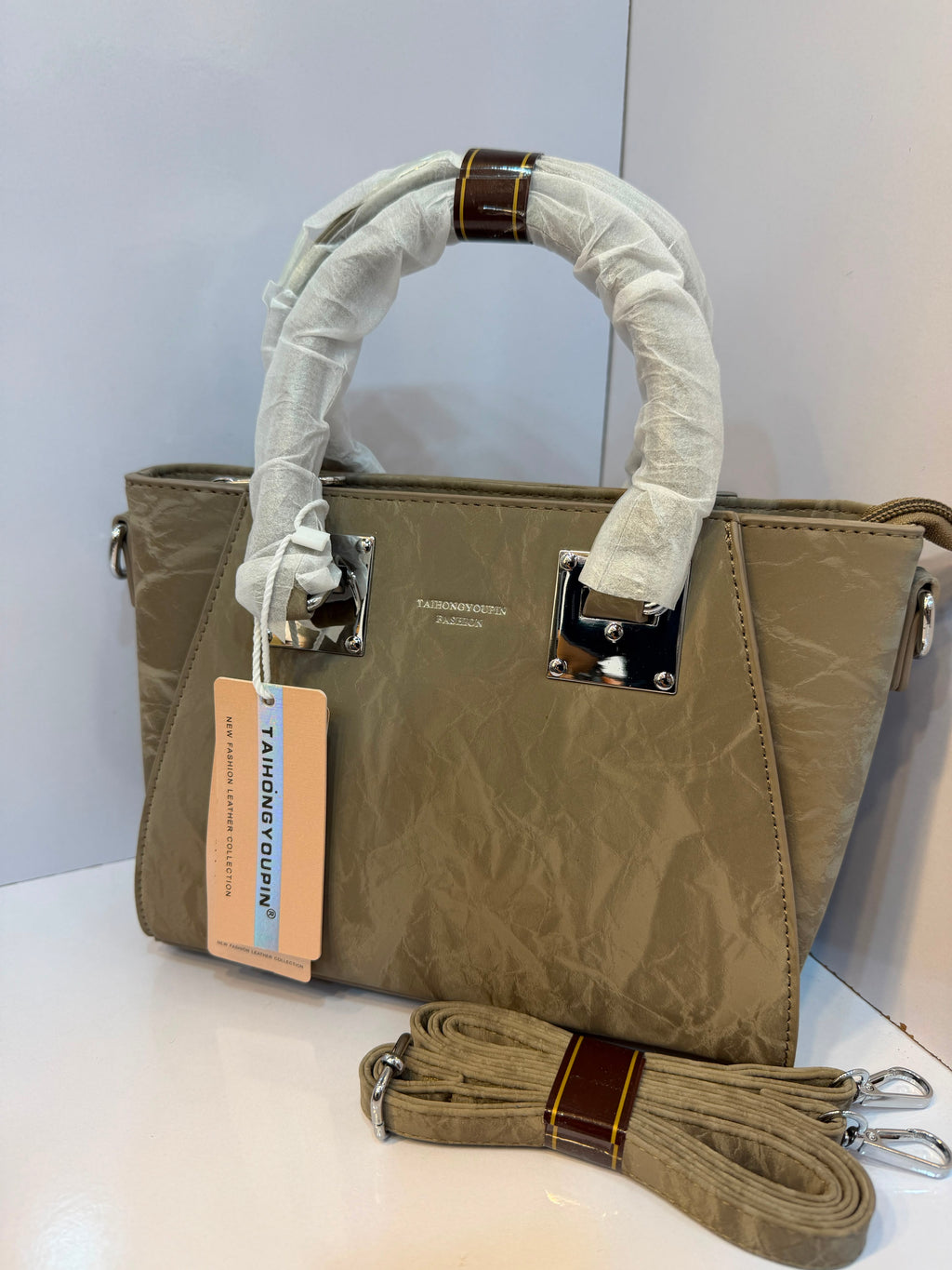 Imported Crinkled Leather Handbag