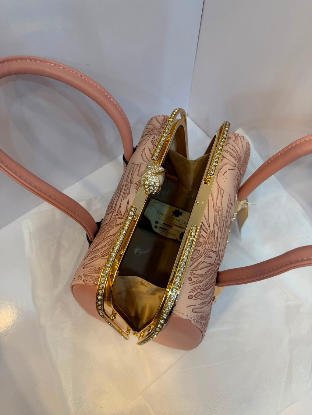 Embossed Leaf Frame Handbag