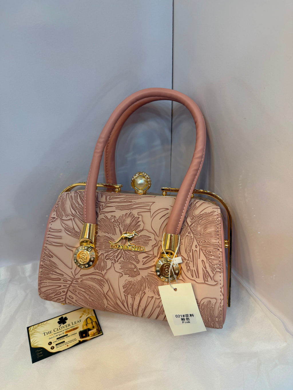 Embossed Leaf Frame Handbag