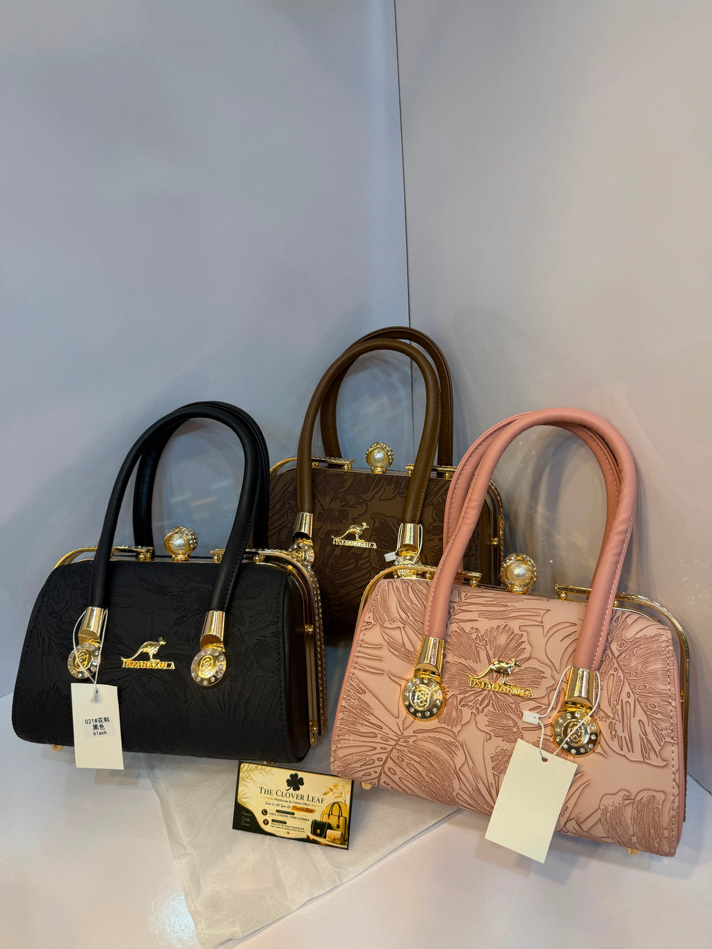 Embossed Leaf Frame Handbag