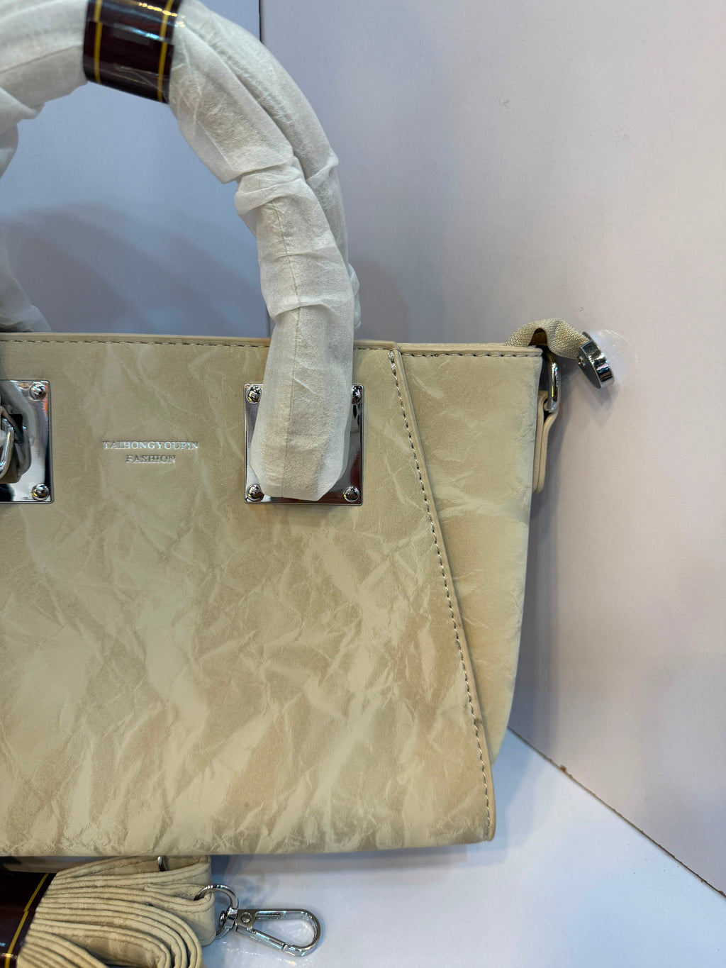 Imported Crinkled Leather Handbag