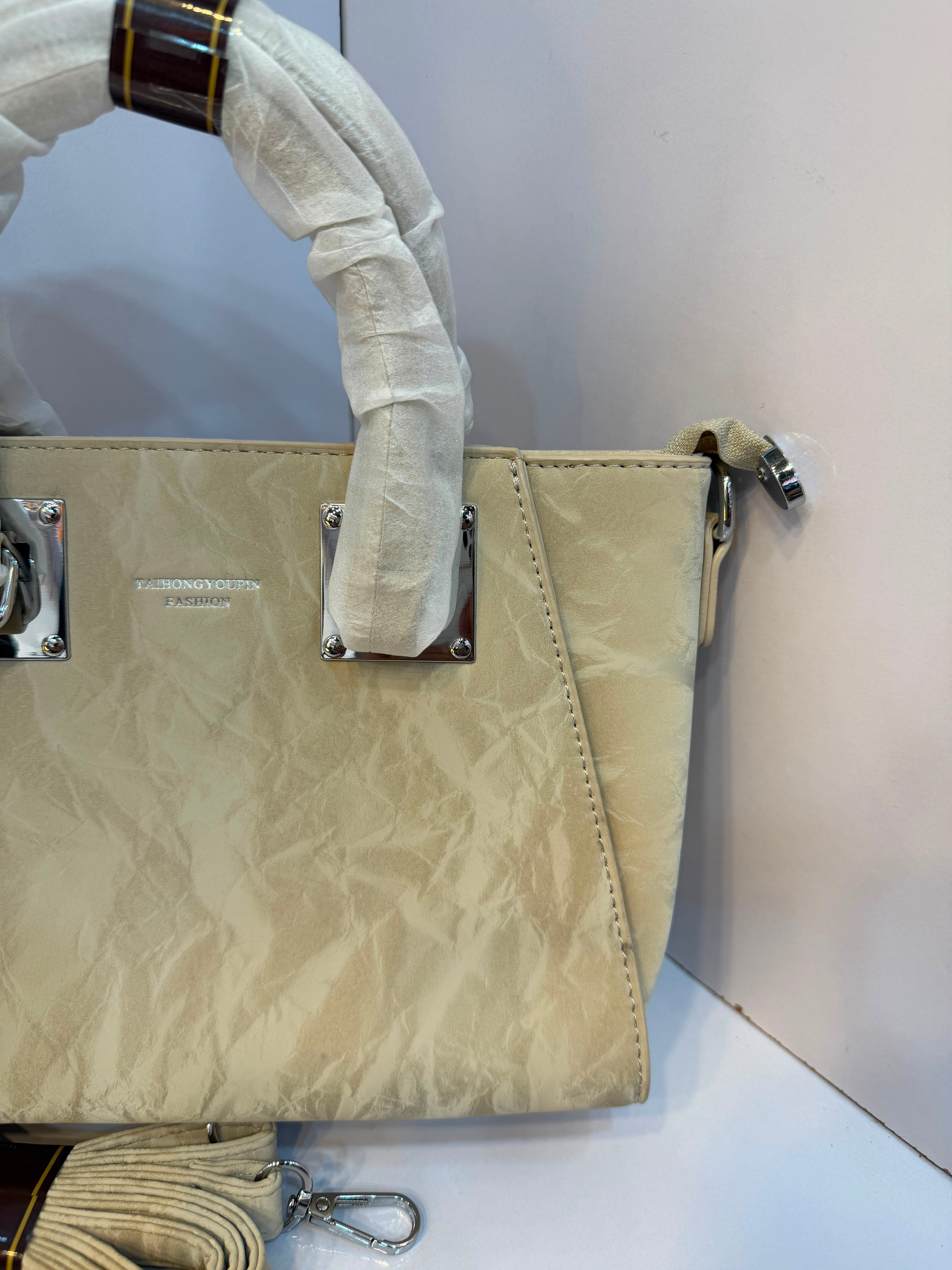 Imported Crinkled Leather Handbag