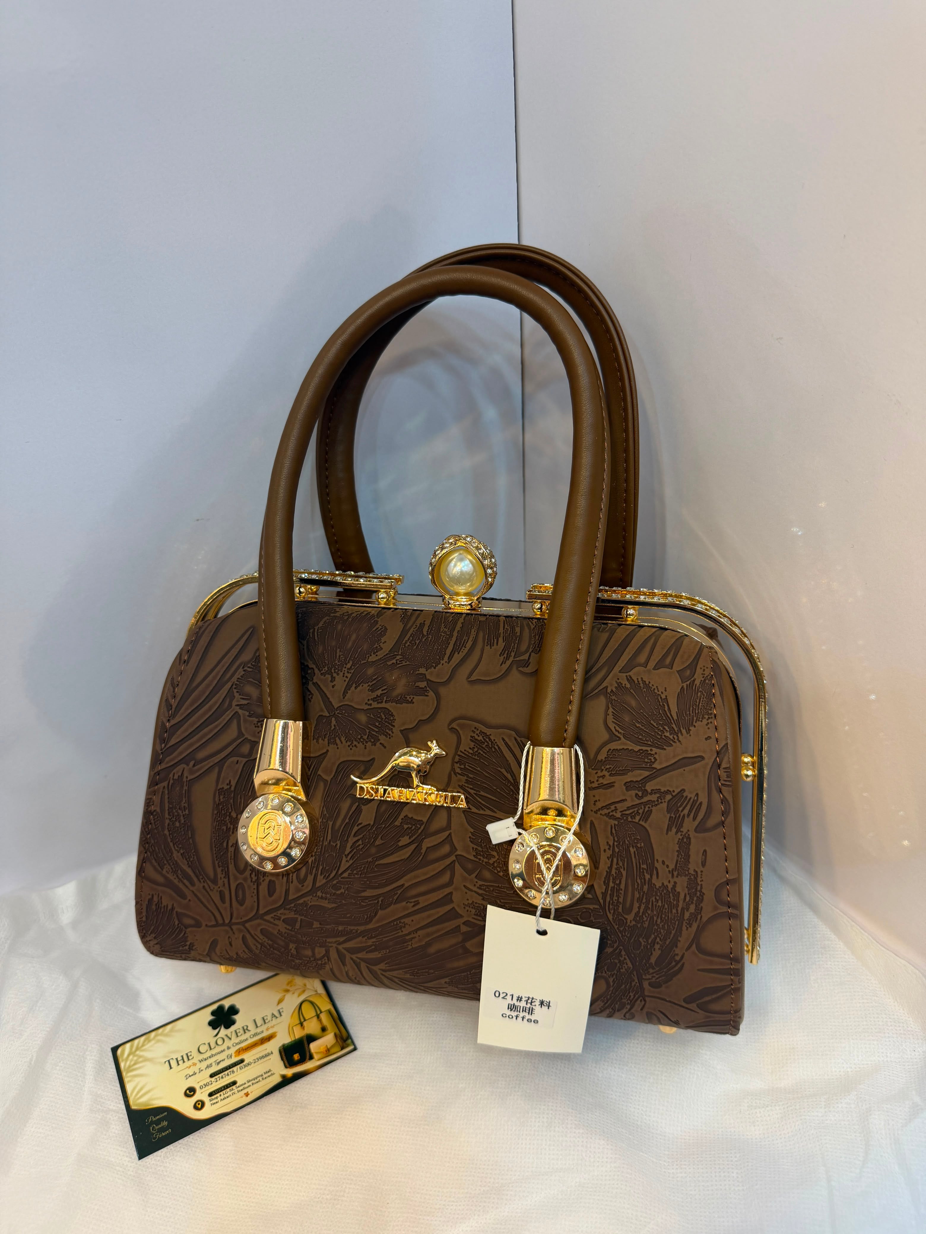 Embossed Leaf Frame Handbag