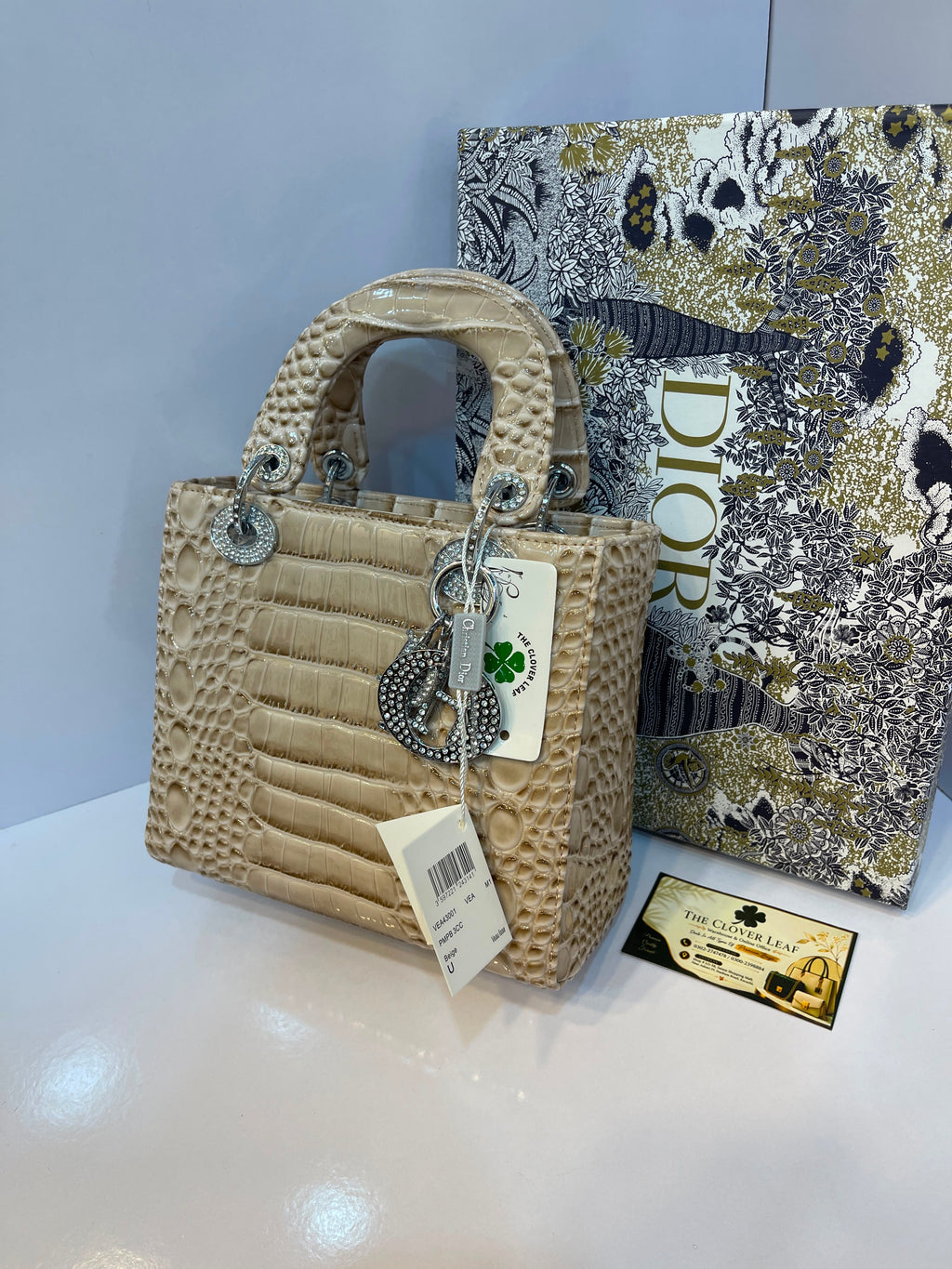 Lady Dior Croc Handbag - Medium Size