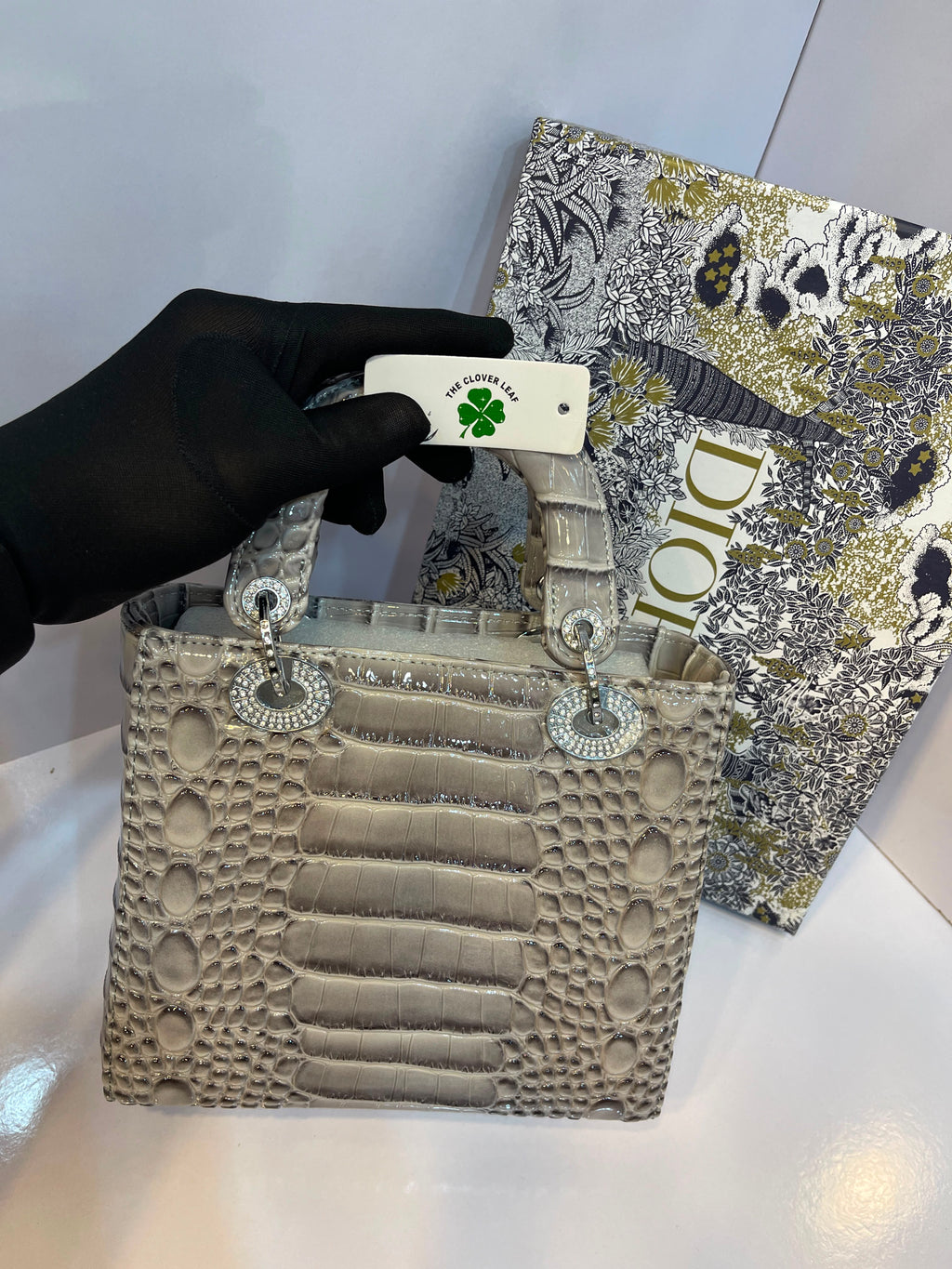 Lady Dior Croc Handbag - Medium Size
