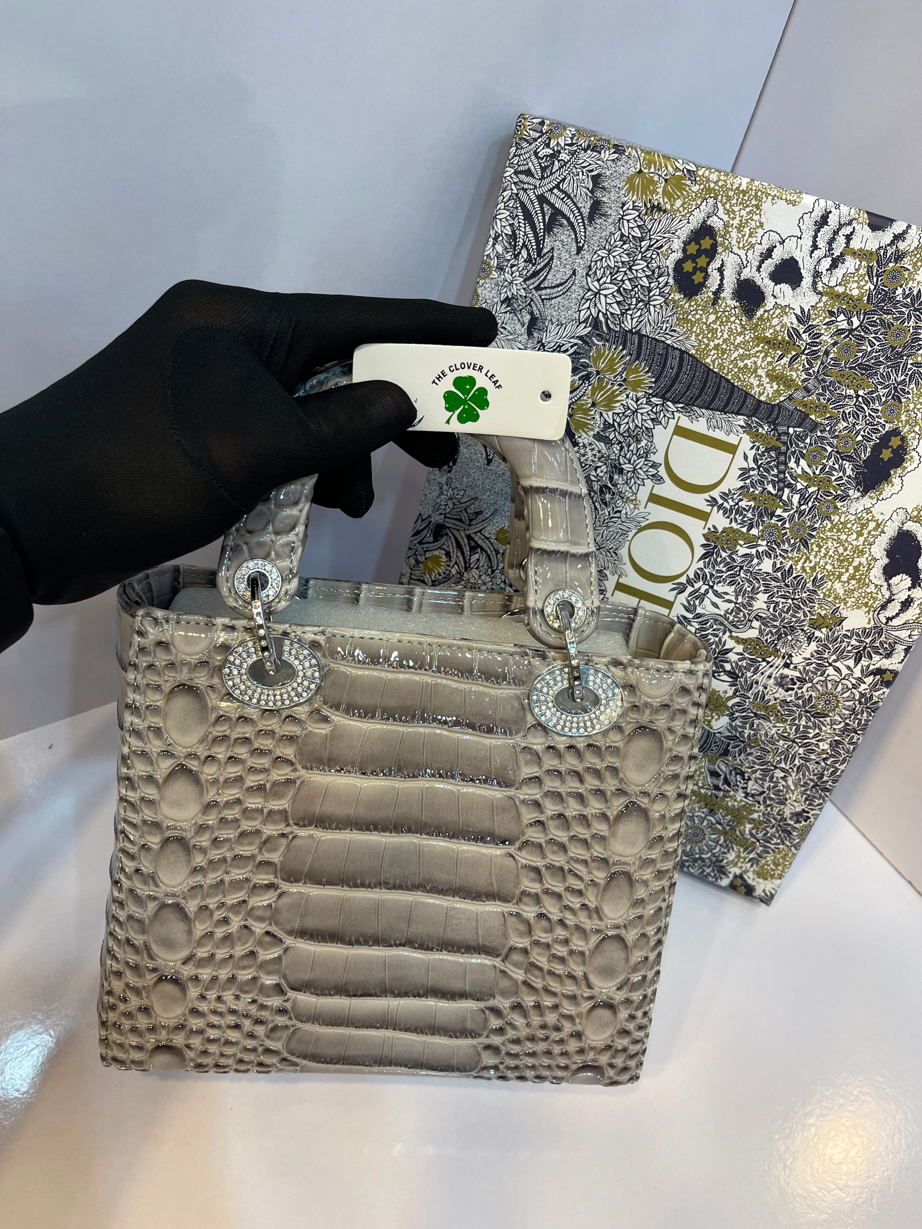 Lady Dior Croc Handbag - Medium Size