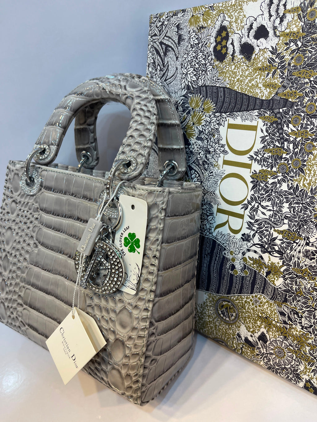 Lady Dior Croc Handbag - Medium Size