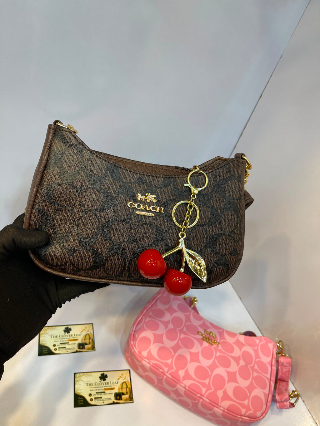Coach Terry Shoulder Bag With Random Cherry Keychain