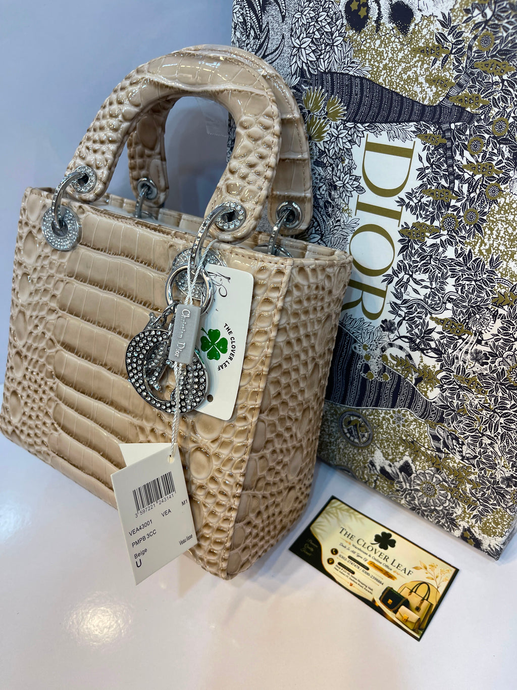 Lady Dior Croc Handbag - Medium Size