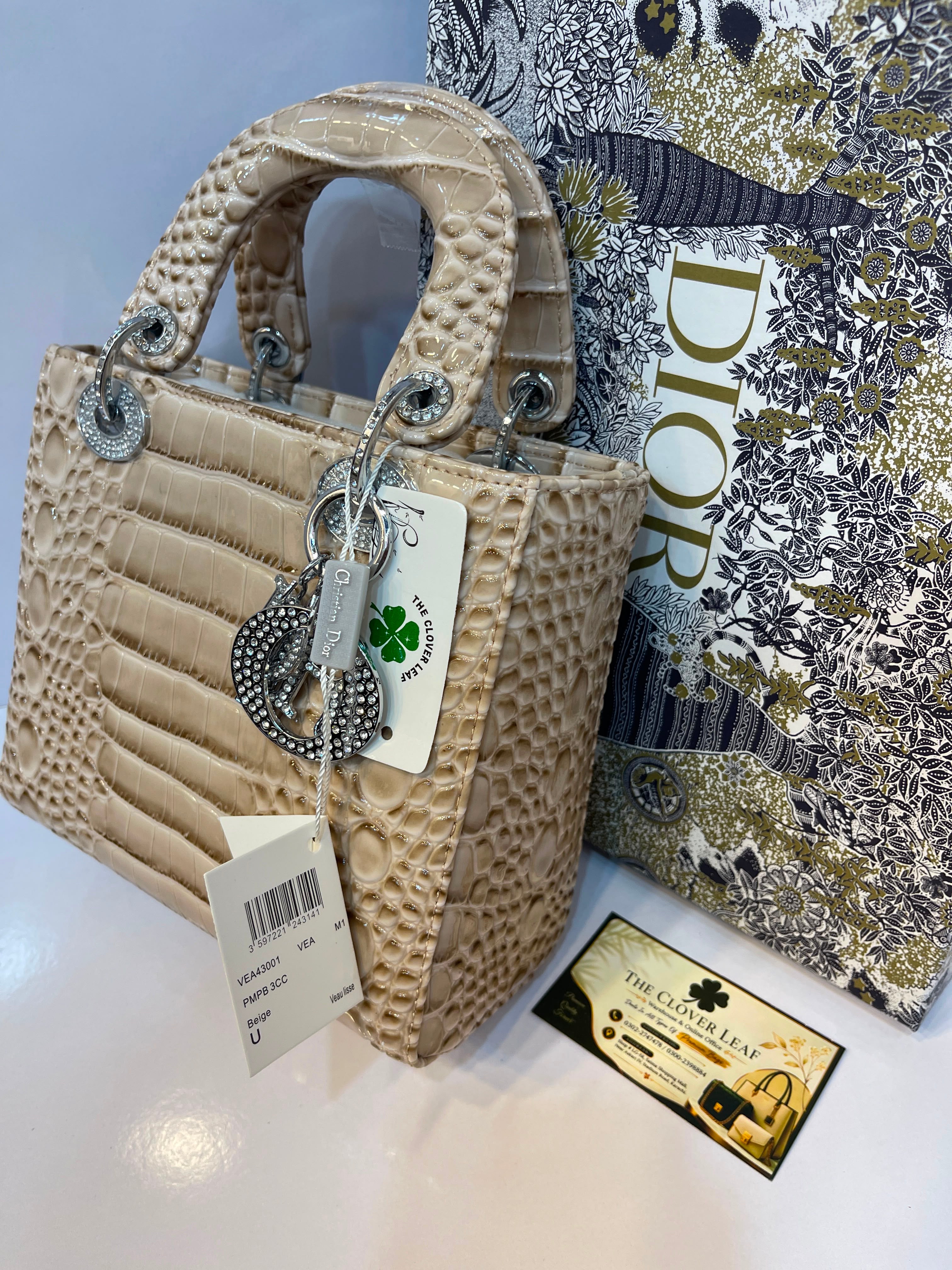 Lady Dior Croc Handbag - Medium Size