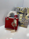 Lady Dior Croc-Embossed Rhinestone Handbag
