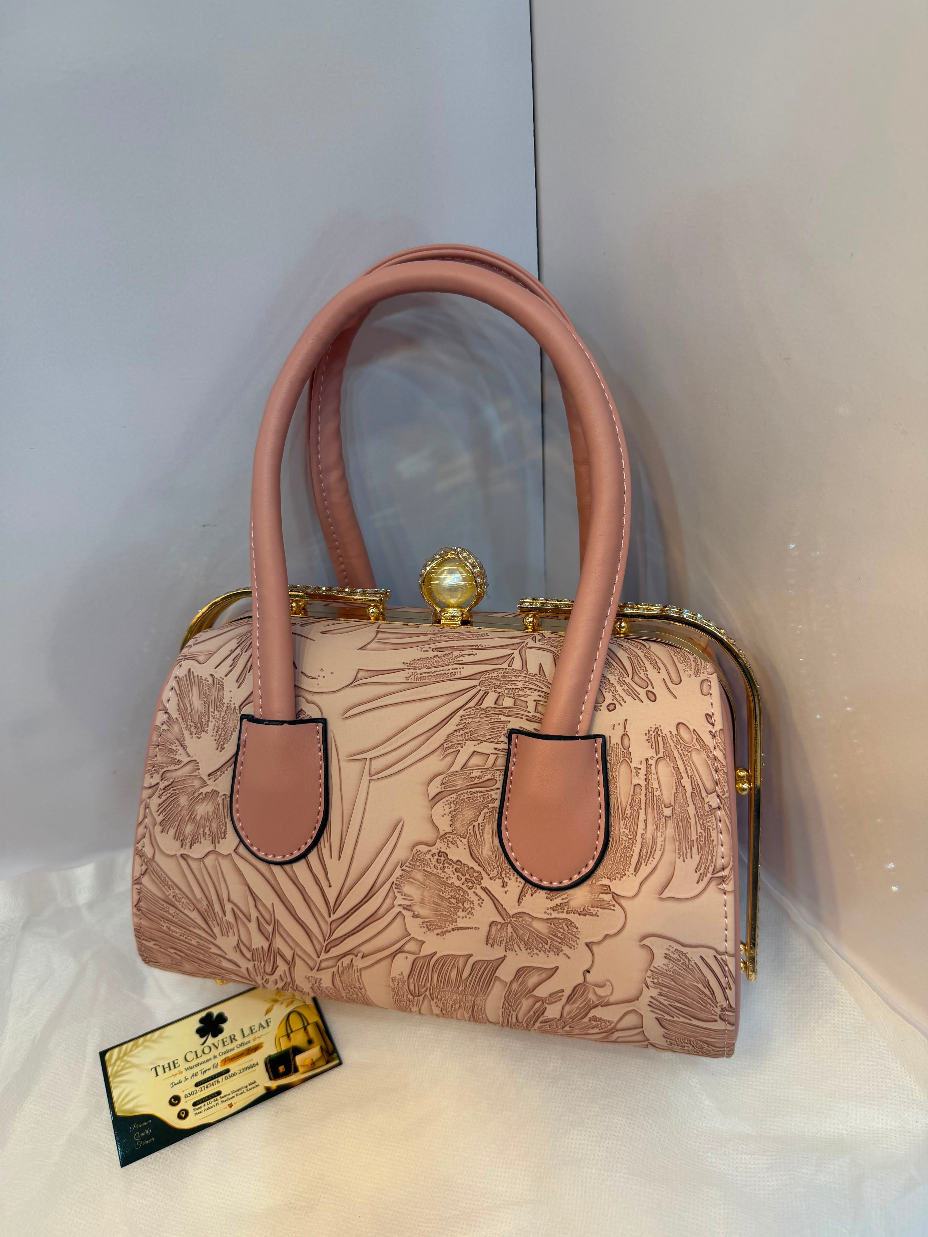 Embossed Leaf Frame Handbag