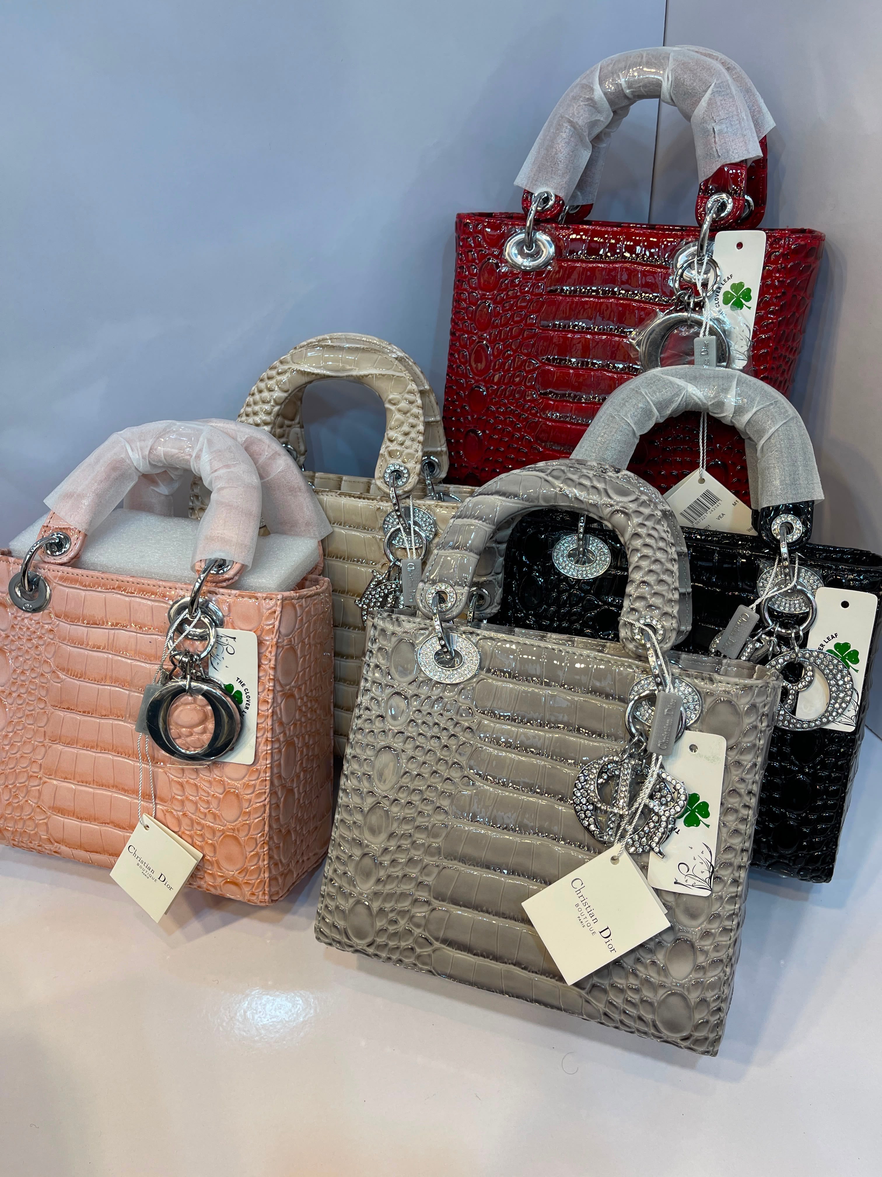 Lady Dior Croc Handbag - Medium Size