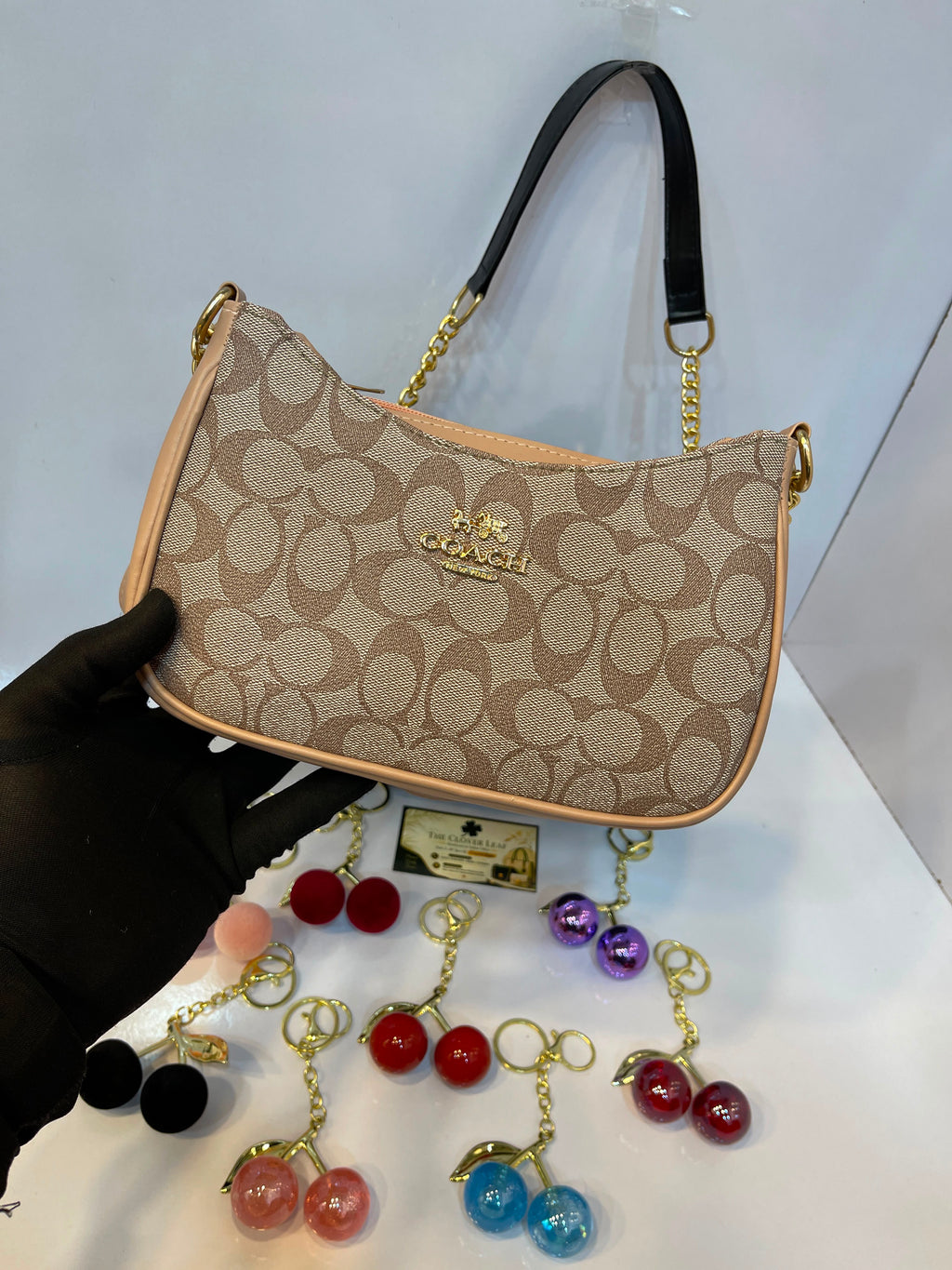 Coach Terry Shoulder Bag With Random Cherry Keychain