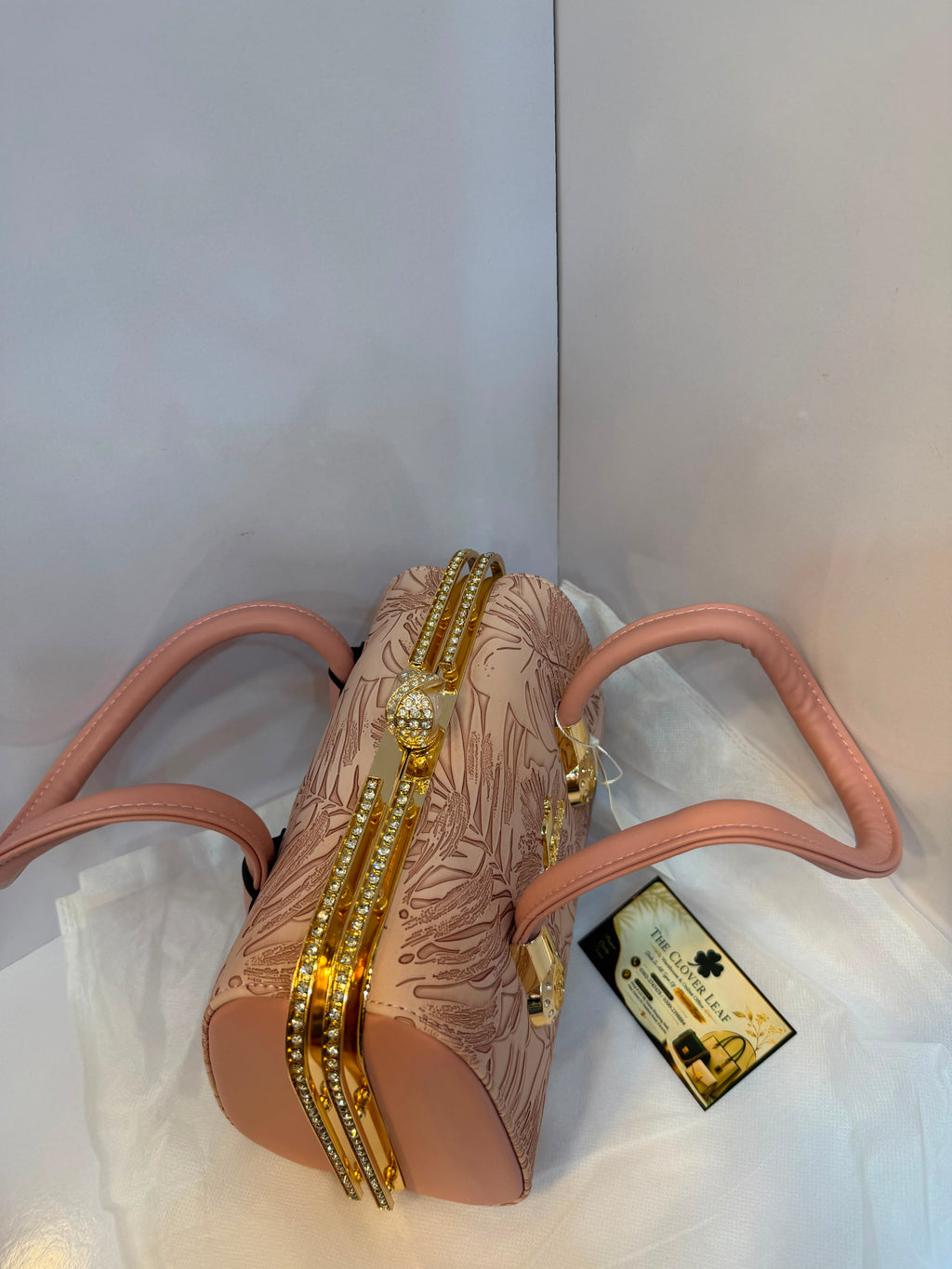 Embossed Leaf Frame Handbag
