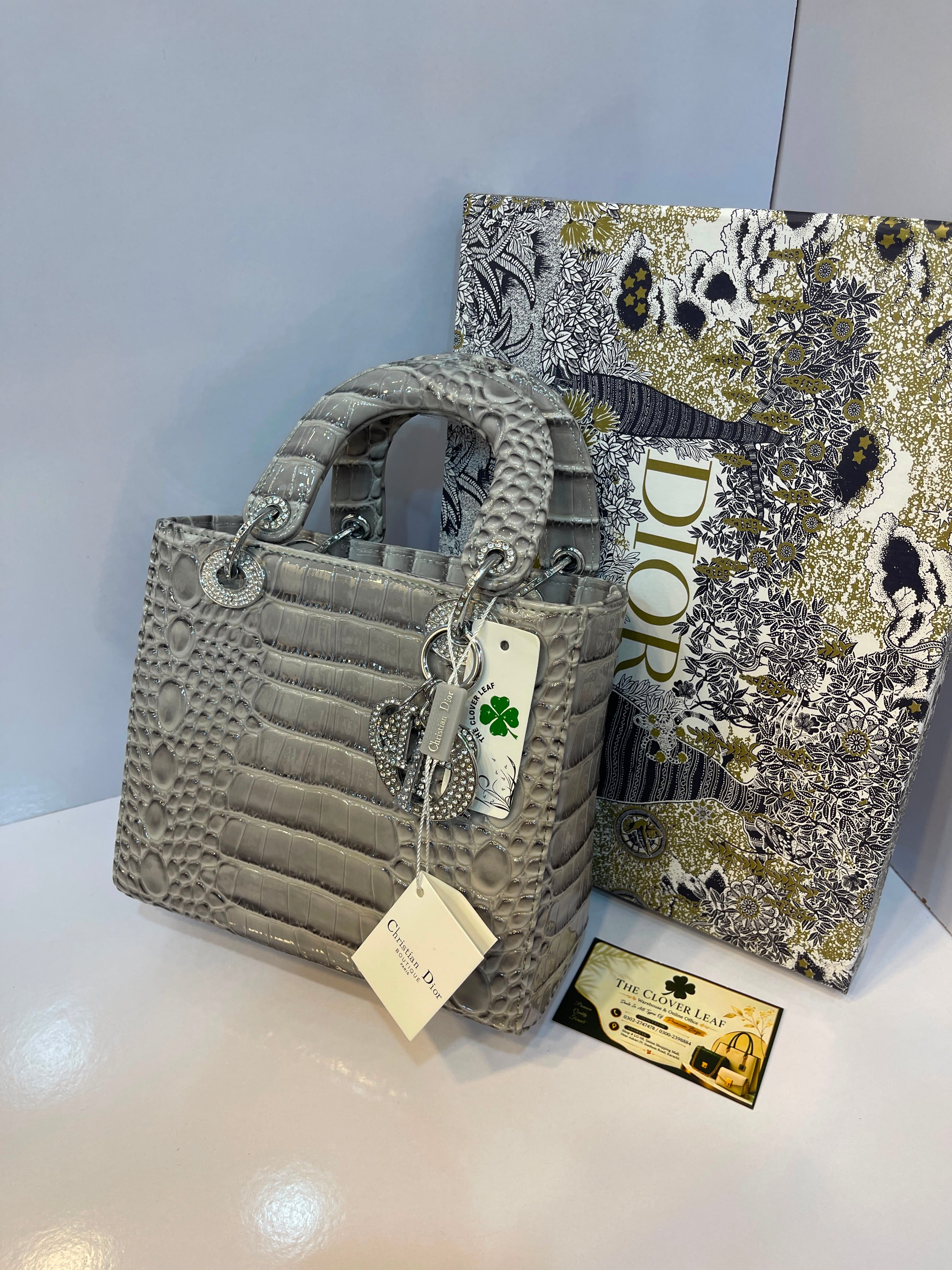 Lady Dior Croc Handbag - Medium Size