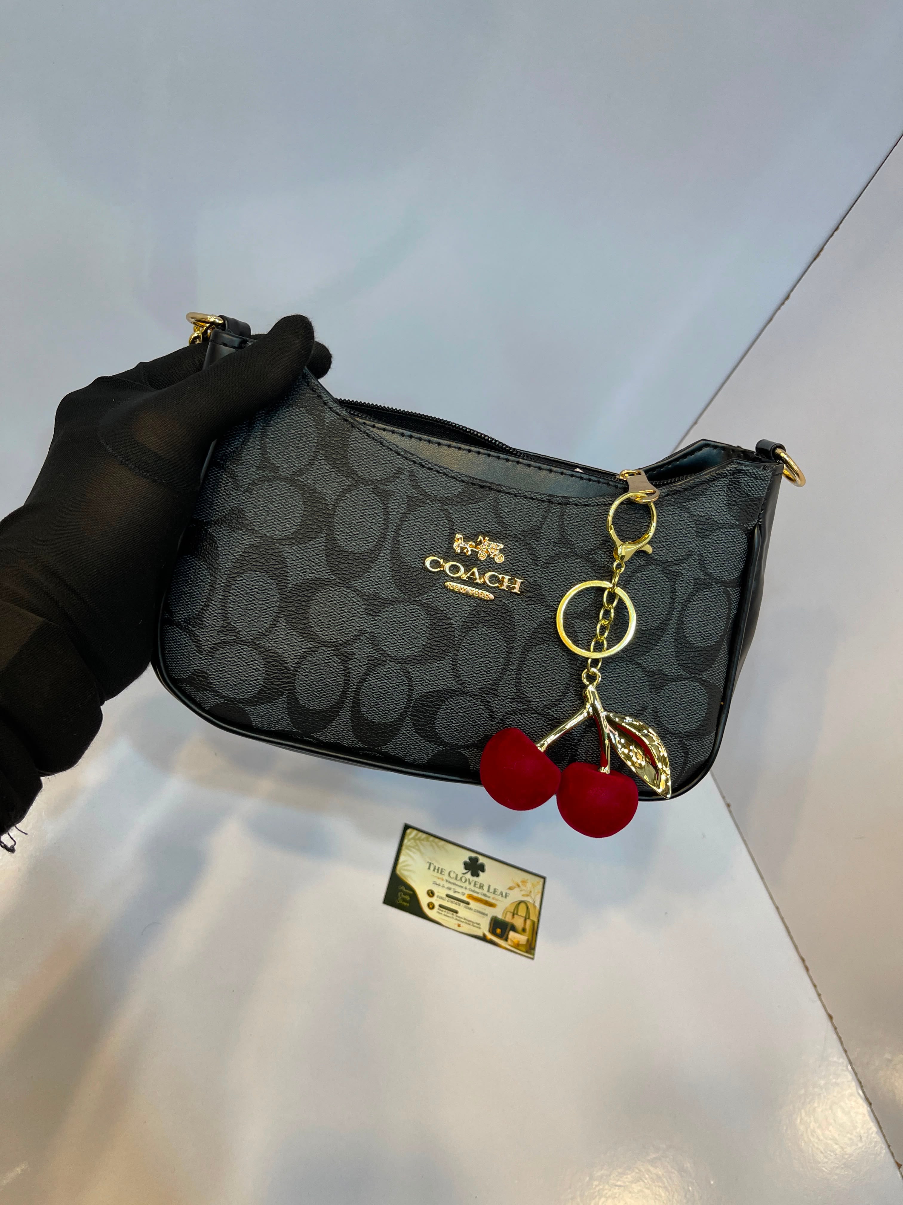 Coach Terry Shoulder Bag With Random Cherry Keychain