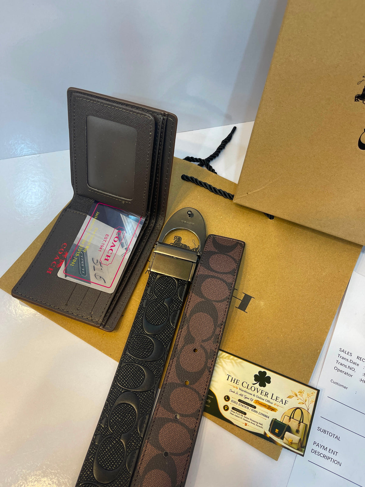 Coach Monogram Wallet & Belt Combo - Master Copy