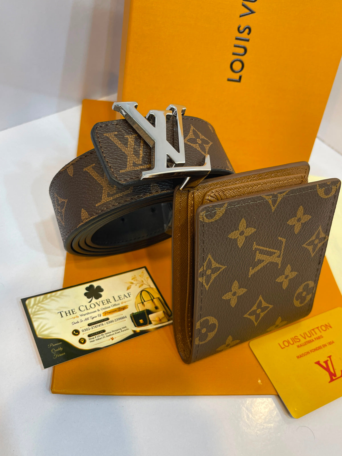Louis Vuitton Monogram Wallet & Belt Combo - Master Copy