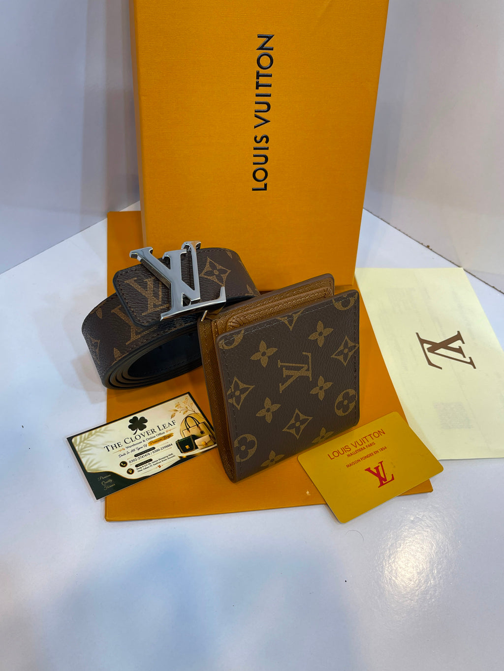 Louis Vuitton Monogram Wallet & Belt Combo - Master Copy