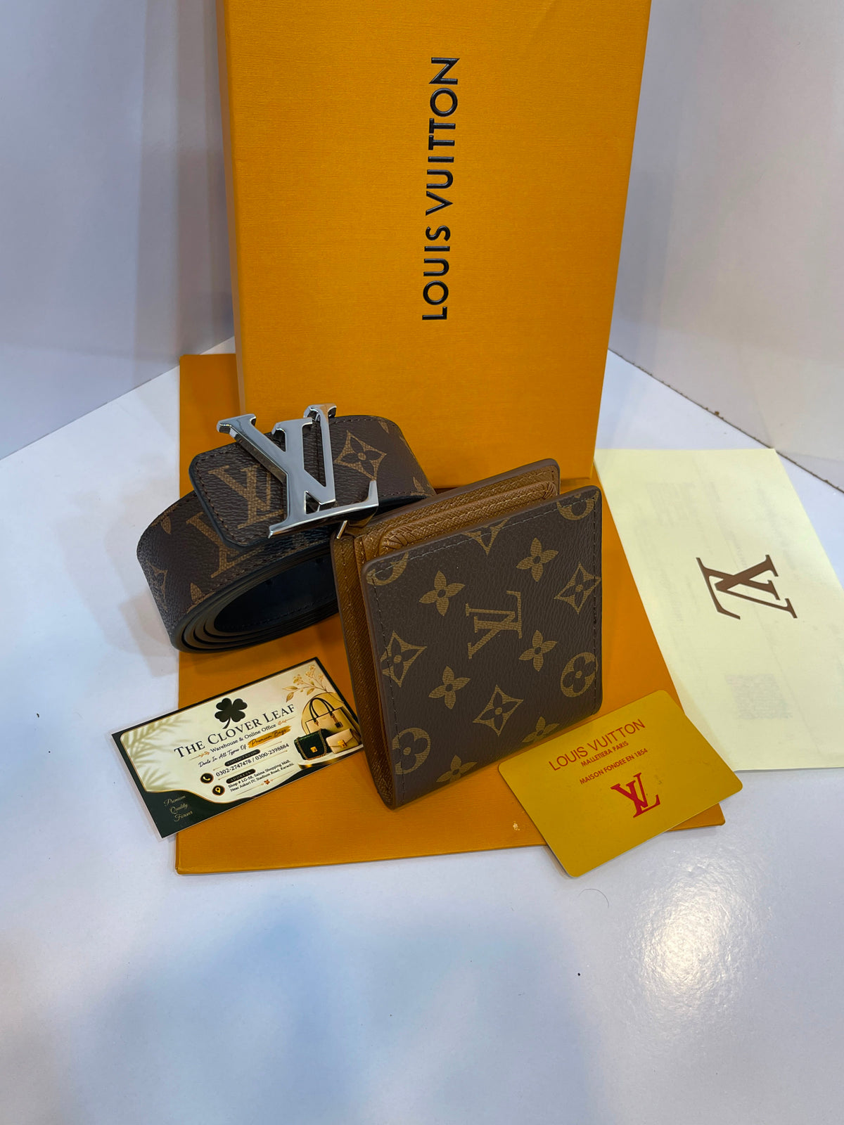 Louis Vuitton Monogram Wallet & Belt Combo - Master Copy