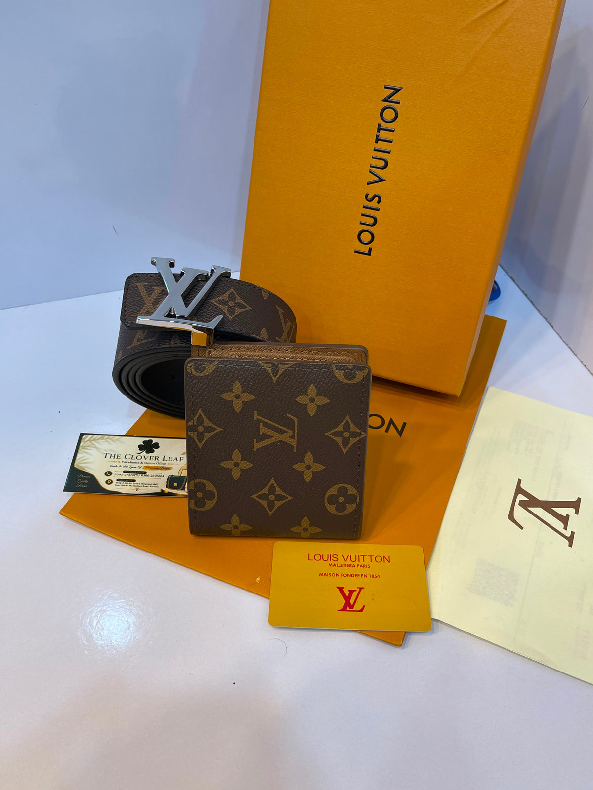 Louis Vuitton Monogram Wallet & Belt Combo - Master Copy