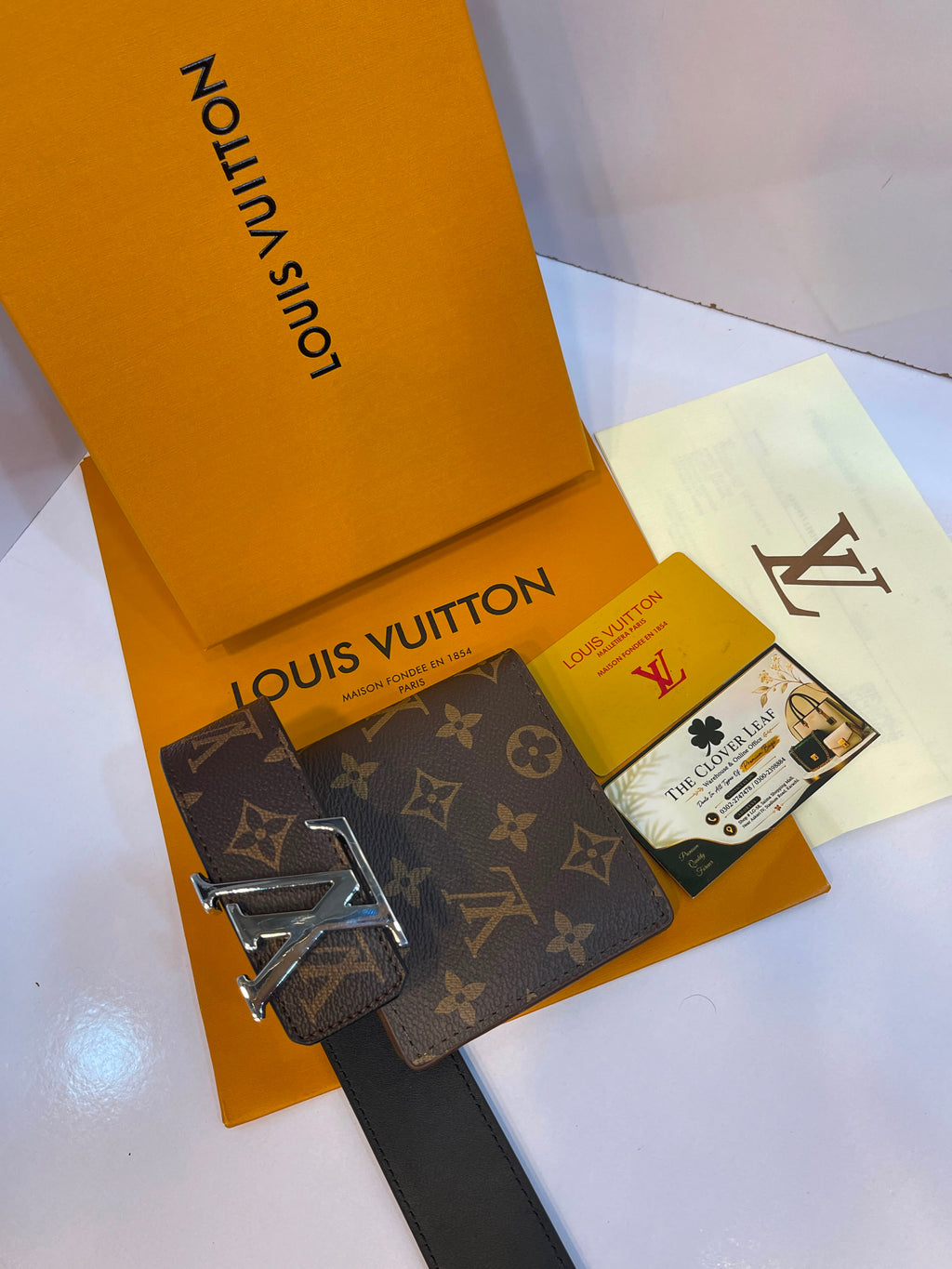 Louis Vuitton Monogram Wallet & Belt Combo - Master Copy