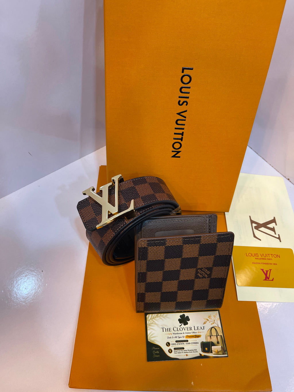 Louis Vuitton Monogram Wallet & Belt Combo - Master Copy