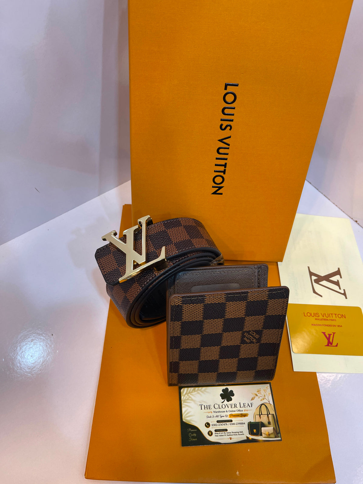 Louis Vuitton Monogram Wallet & Belt Combo - Master Copy