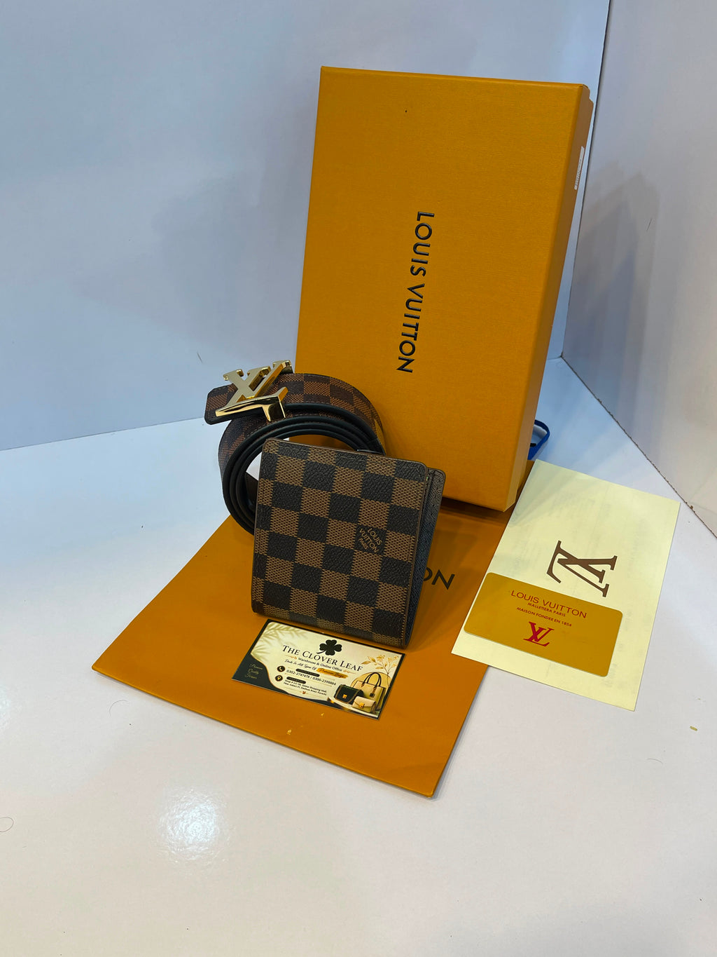 Louis Vuitton Monogram Wallet & Belt Combo - Master Copy