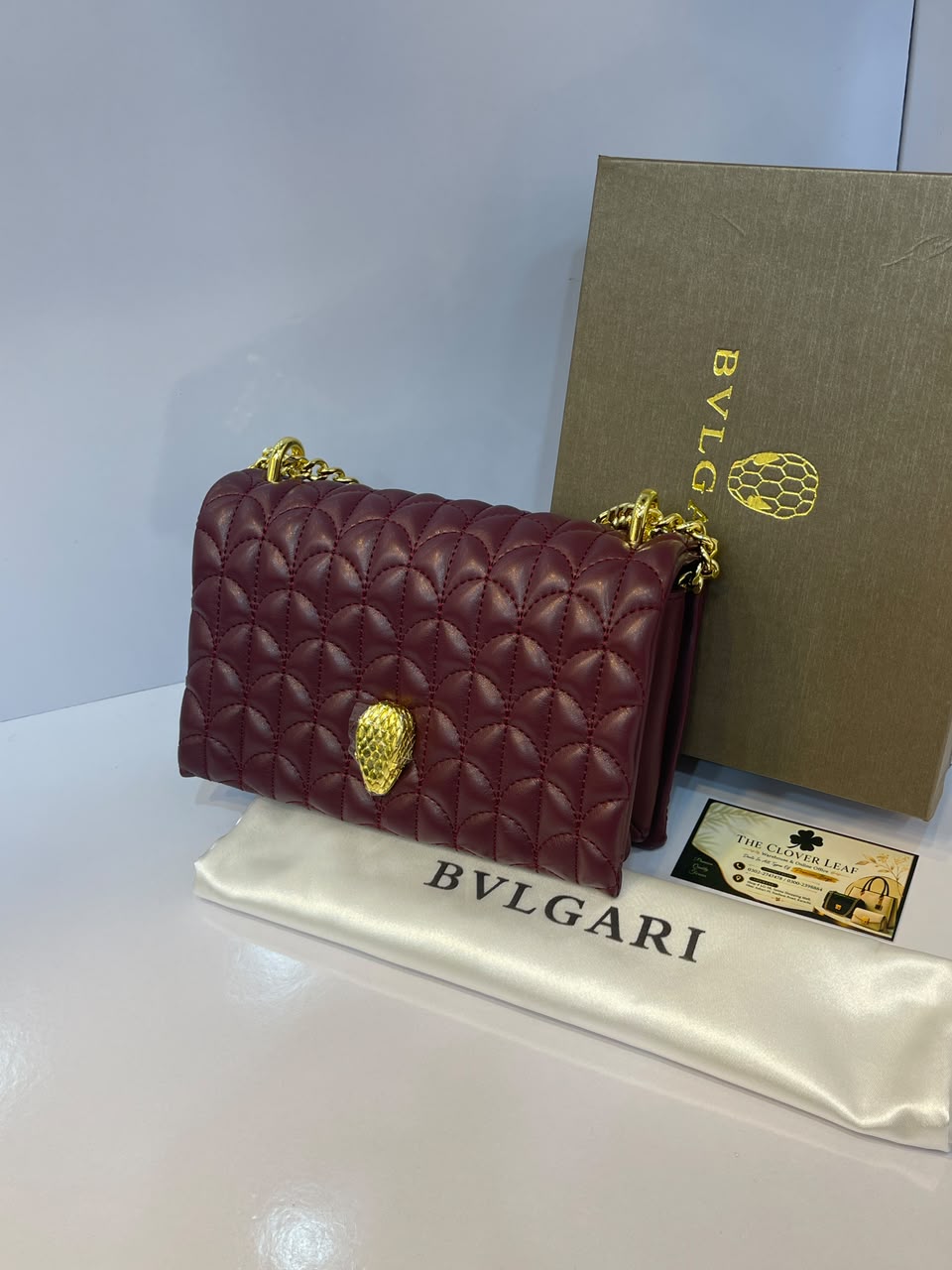 Bvlgari Serpenti Sugarloaf Quilted Leather Shoulder Bag - Premium Women's Luxury Crossbody Clutch with Gold Snakehead