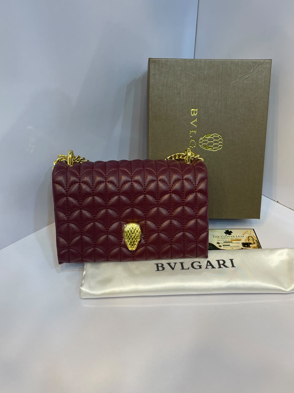 Bvlgari Serpenti Sugarloaf Quilted Leather Shoulder Bag - Premium Women's Luxury Crossbody Clutch with Gold Snakehead