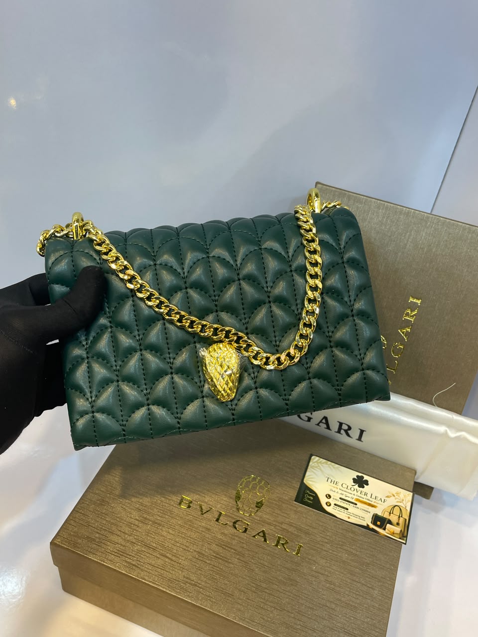 Bvlgari Serpenti Sugarloaf Quilted Leather Shoulder Bag - Premium Women's Luxury Crossbody Clutch with Gold Snakehead
