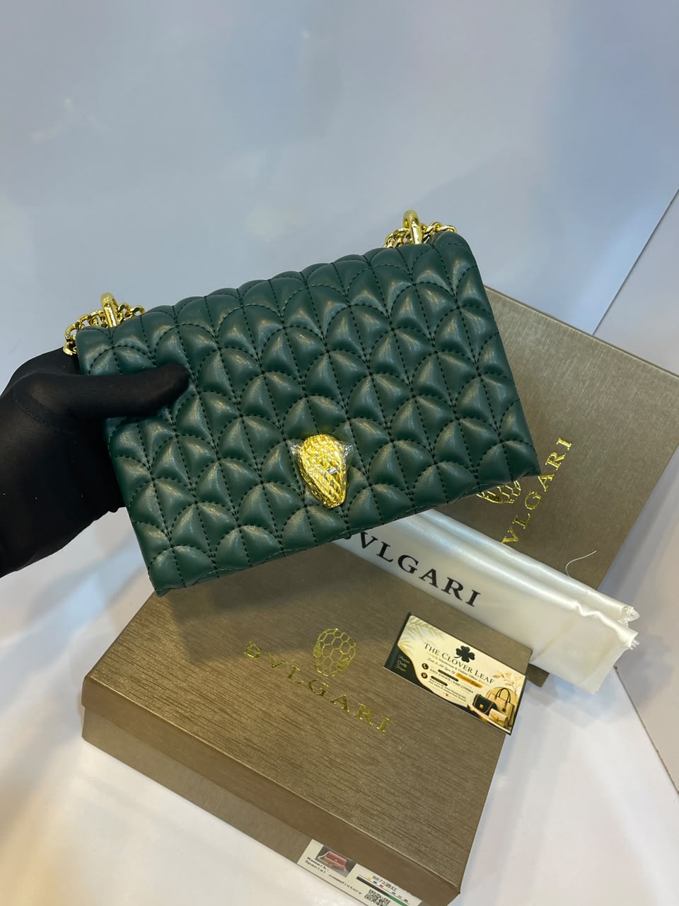 Bvlgari Serpenti Sugarloaf Quilted Leather Shoulder Bag - Premium Women's Luxury Crossbody Clutch with Gold Snakehead