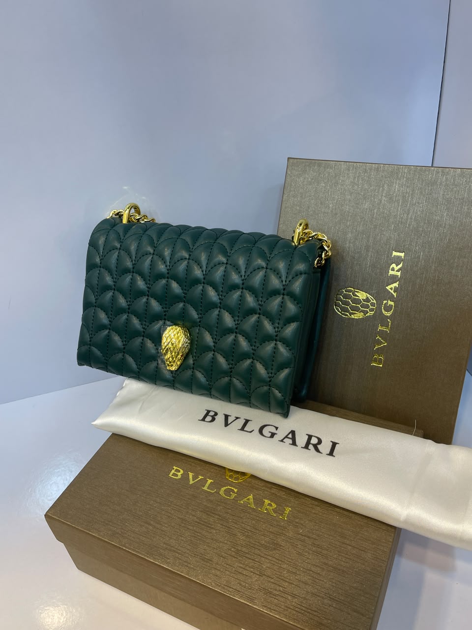 Bvlgari Serpenti Sugarloaf Quilted Leather Shoulder Bag - Premium Women's Luxury Crossbody Clutch with Gold Snakehead