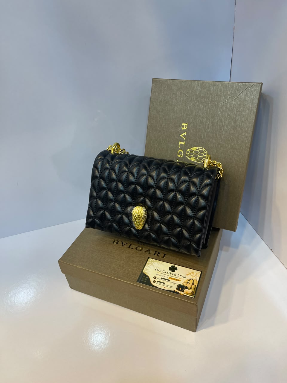 Bvlgari Serpenti Sugarloaf Quilted Leather Shoulder Bag - Premium Women's Luxury Crossbody Clutch with Gold Snakehead