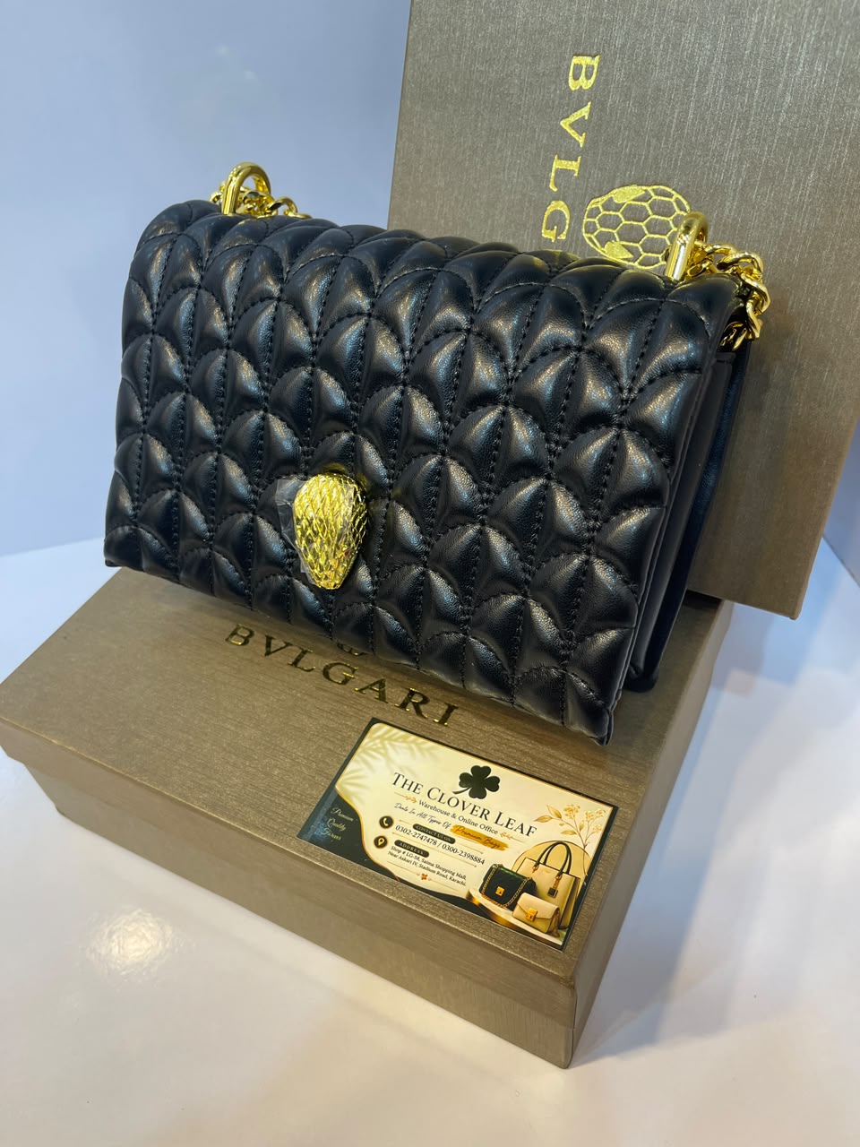 Bvlgari Serpenti Sugarloaf Quilted Leather Shoulder Bag - Premium Women's Luxury Crossbody Clutch with Gold Snakehead