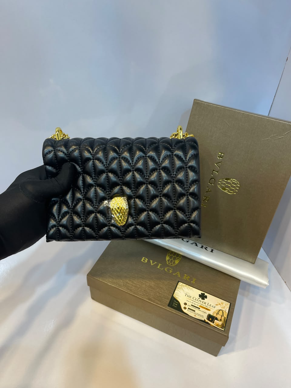 Bvlgari Serpenti Sugarloaf Quilted Leather Shoulder Bag - Premium Women's Luxury Crossbody Clutch with Gold Snakehead