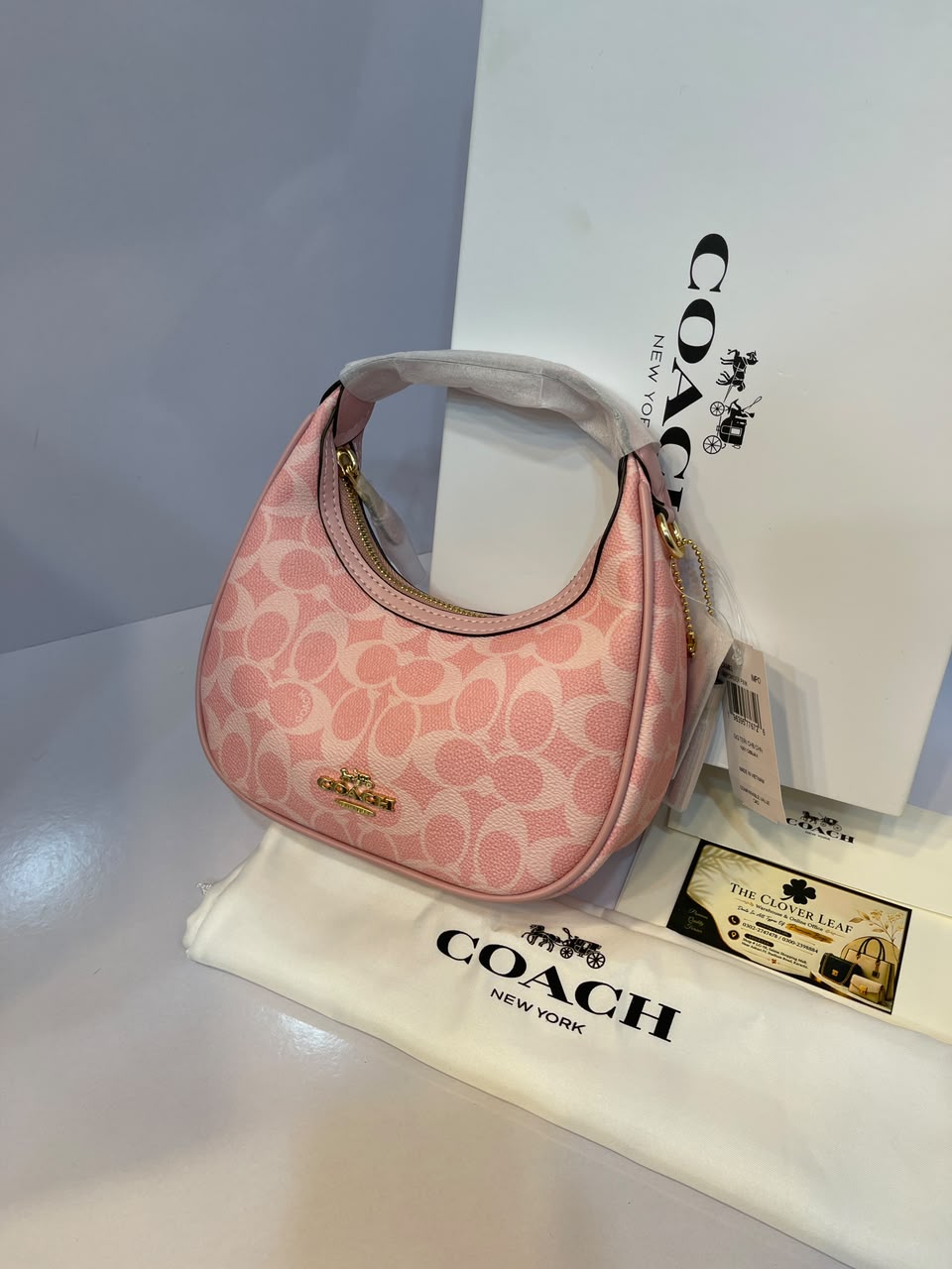 Coach Carmen Mini Crossbody Bag in Signature Canvas - Luxury Women's Crescent Shoulder Purse with Gold Logo