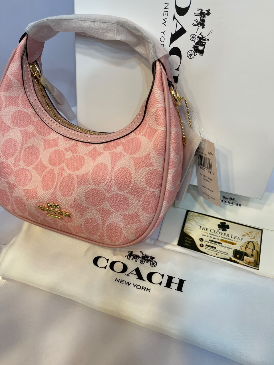 Coach Carmen Mini Crossbody Bag in Signature Canvas - Luxury Women's Crescent Shoulder Purse with Gold Logo