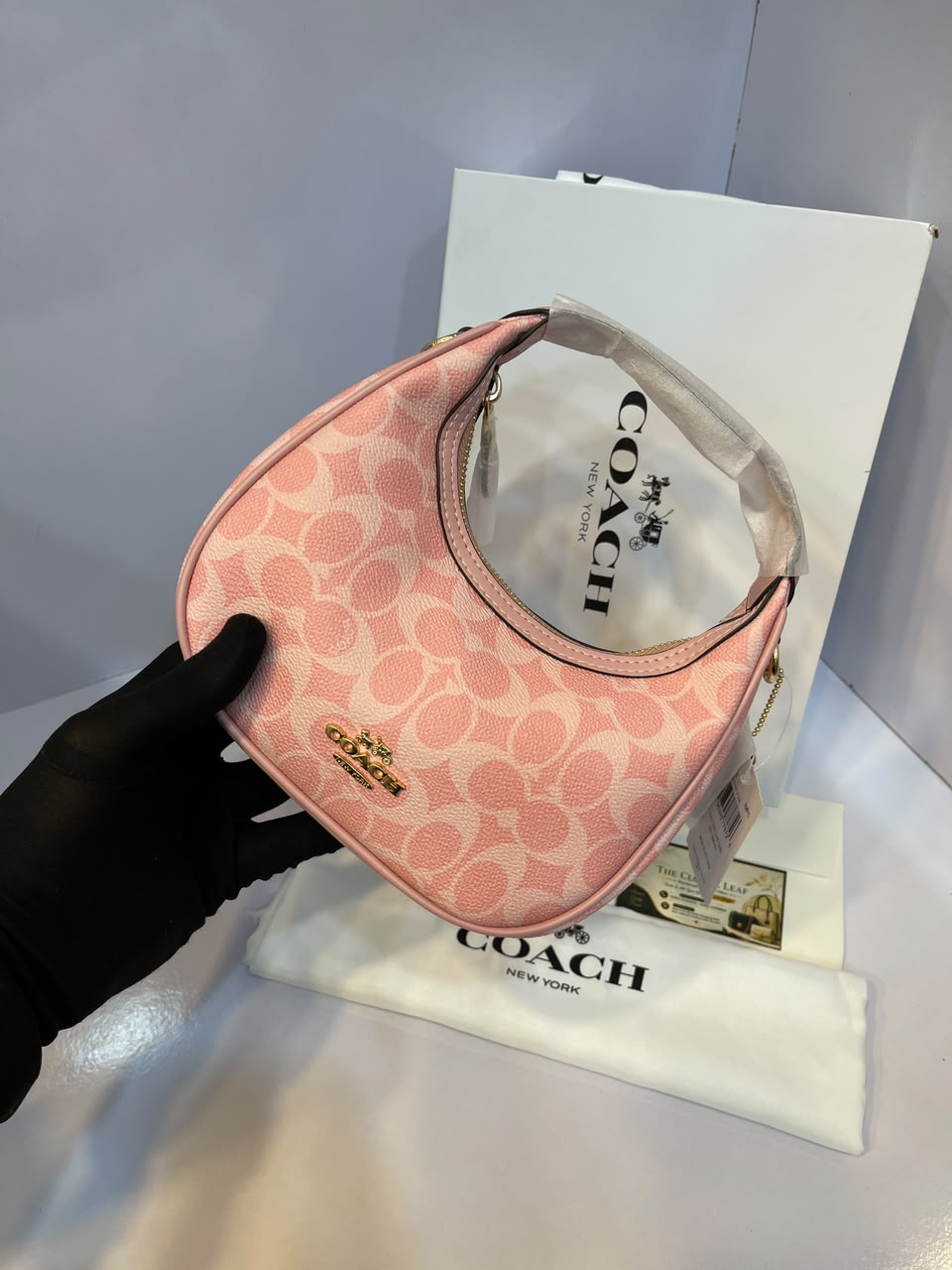 Coach Carmen Mini Crossbody Bag in Signature Canvas - Luxury Women's Crescent Shoulder Purse with Gold Logo