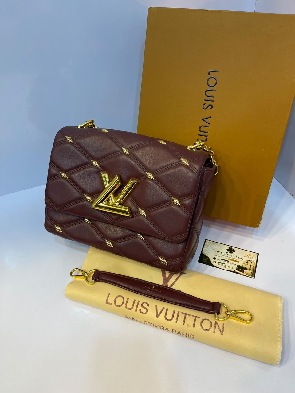 Louis Vuitton GO-14 MM Malletage Shoulder Bag - Premium Women's Quilted Leather Crossbody Purse with Gold Studs & LV Twist Lock